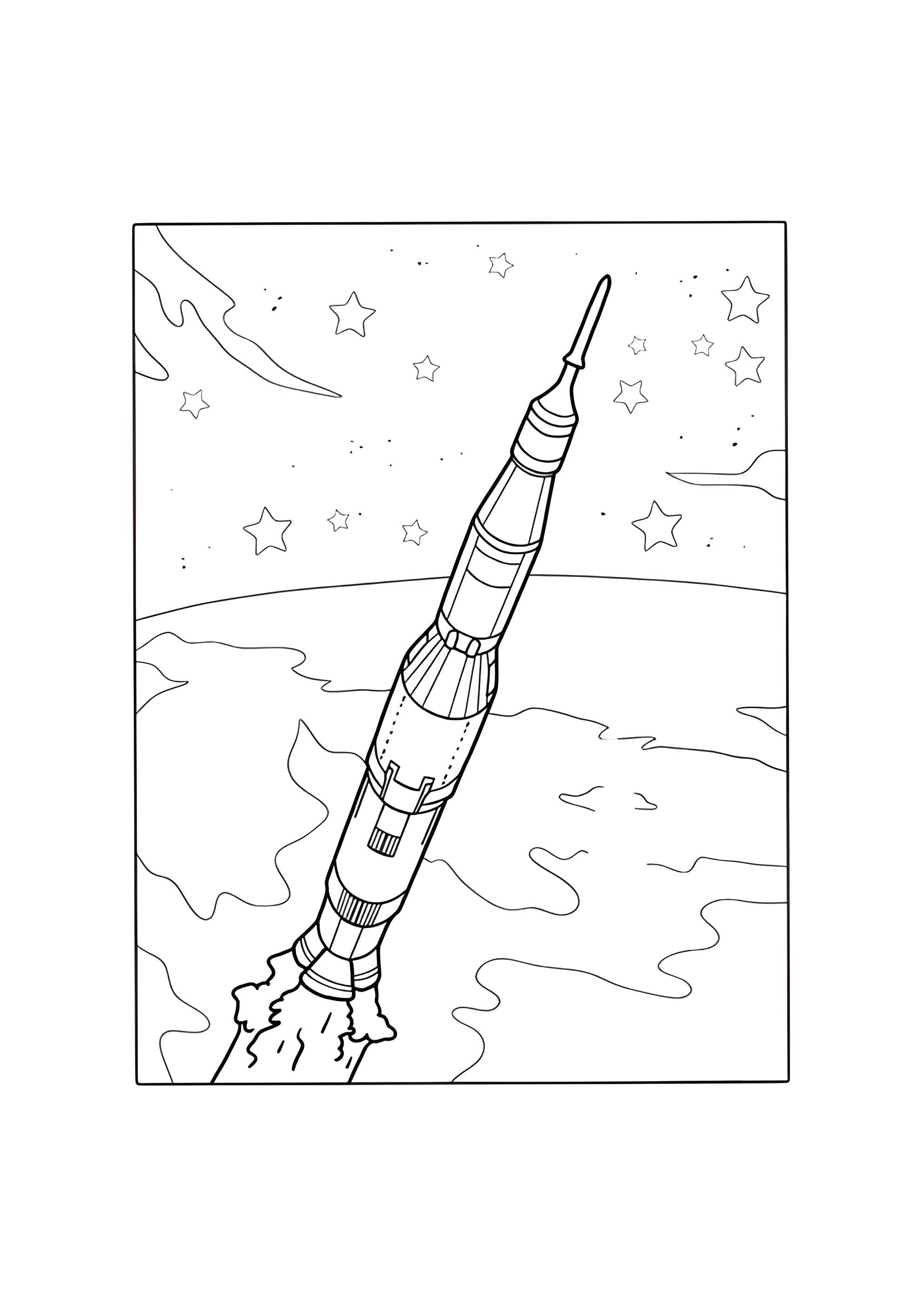 Раскраска Сатурн-5 в космосе