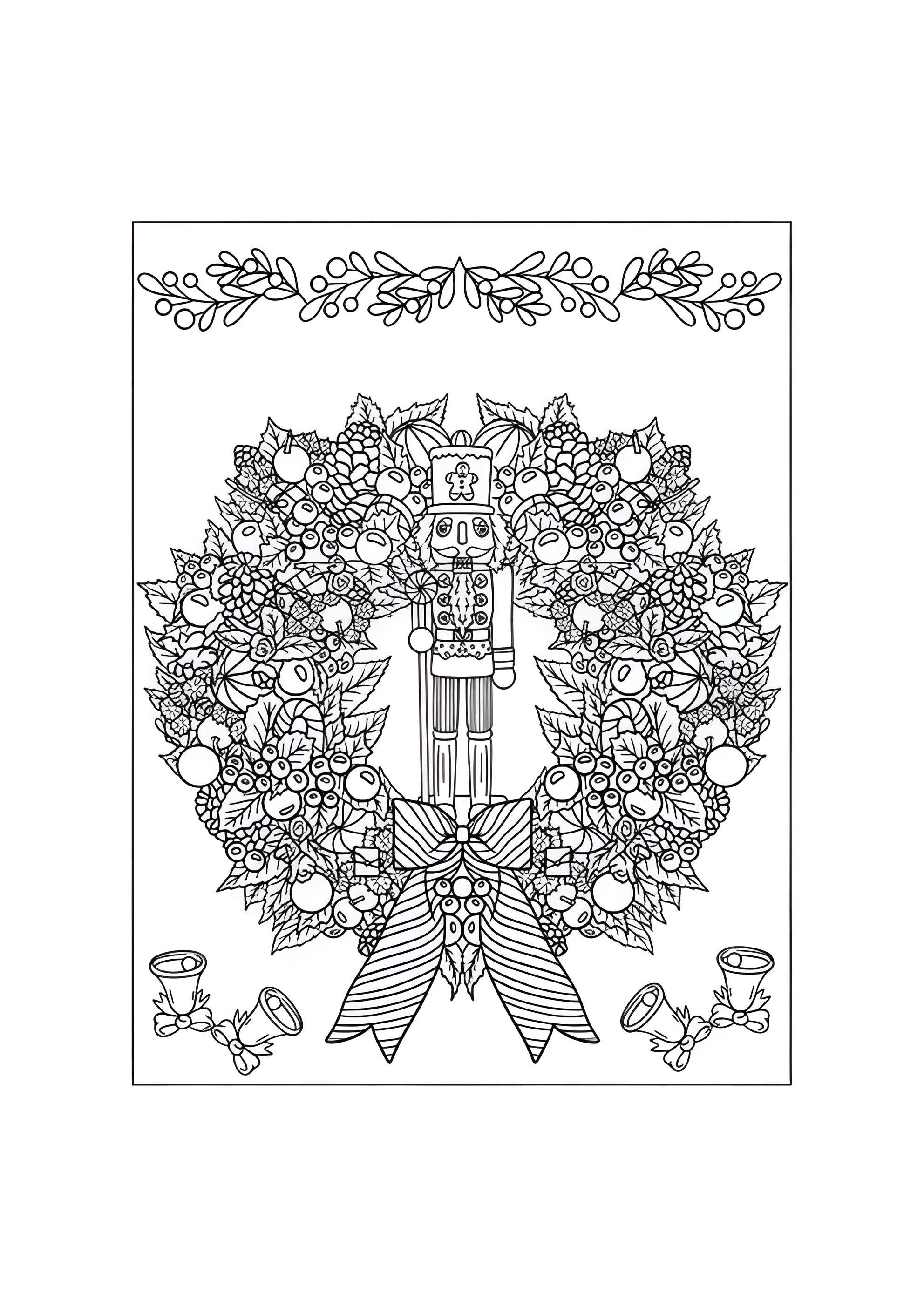 Раскраска Щелкунчик и рождественский венок
