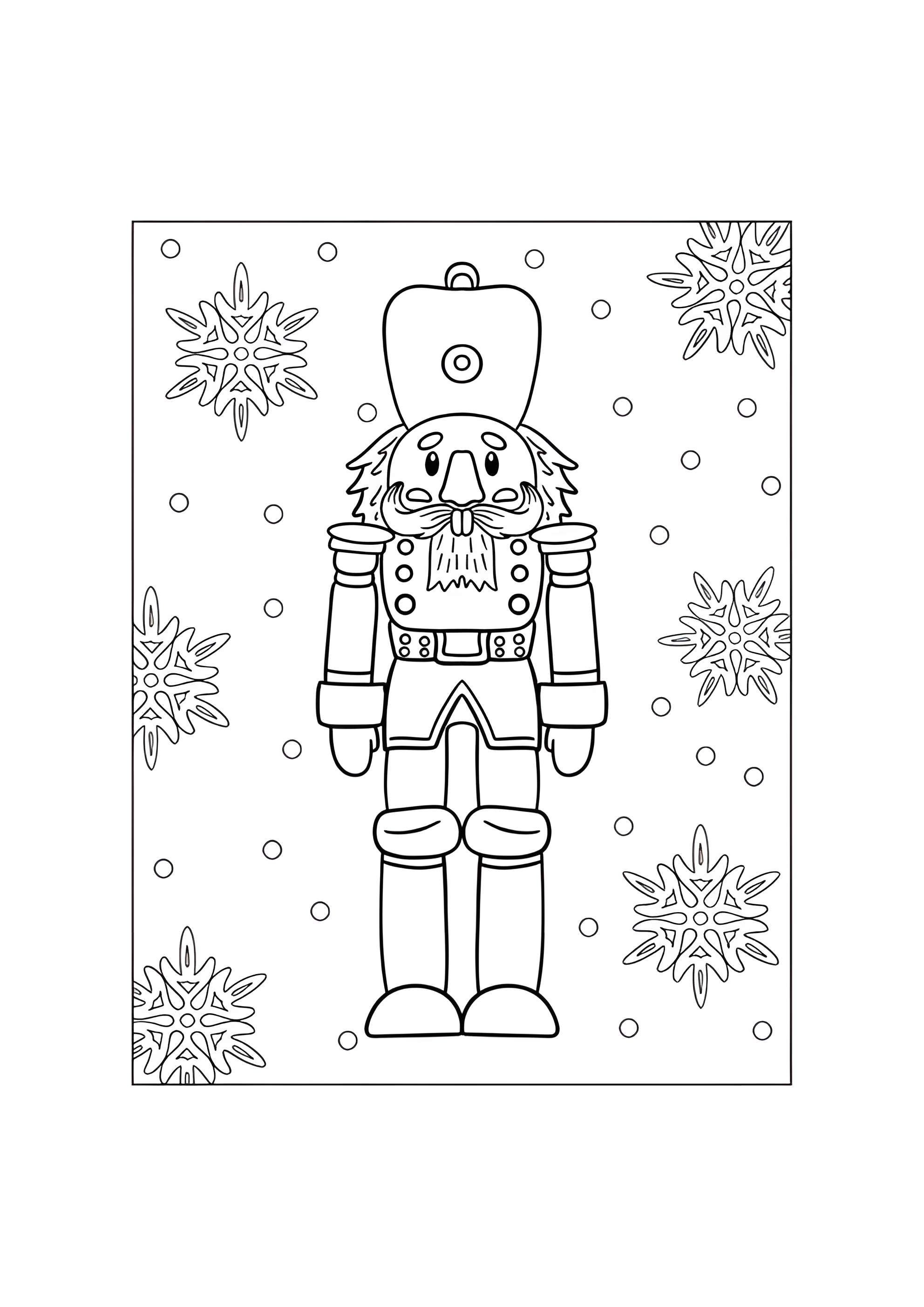 Раскраска Щелкунчик и снежинки