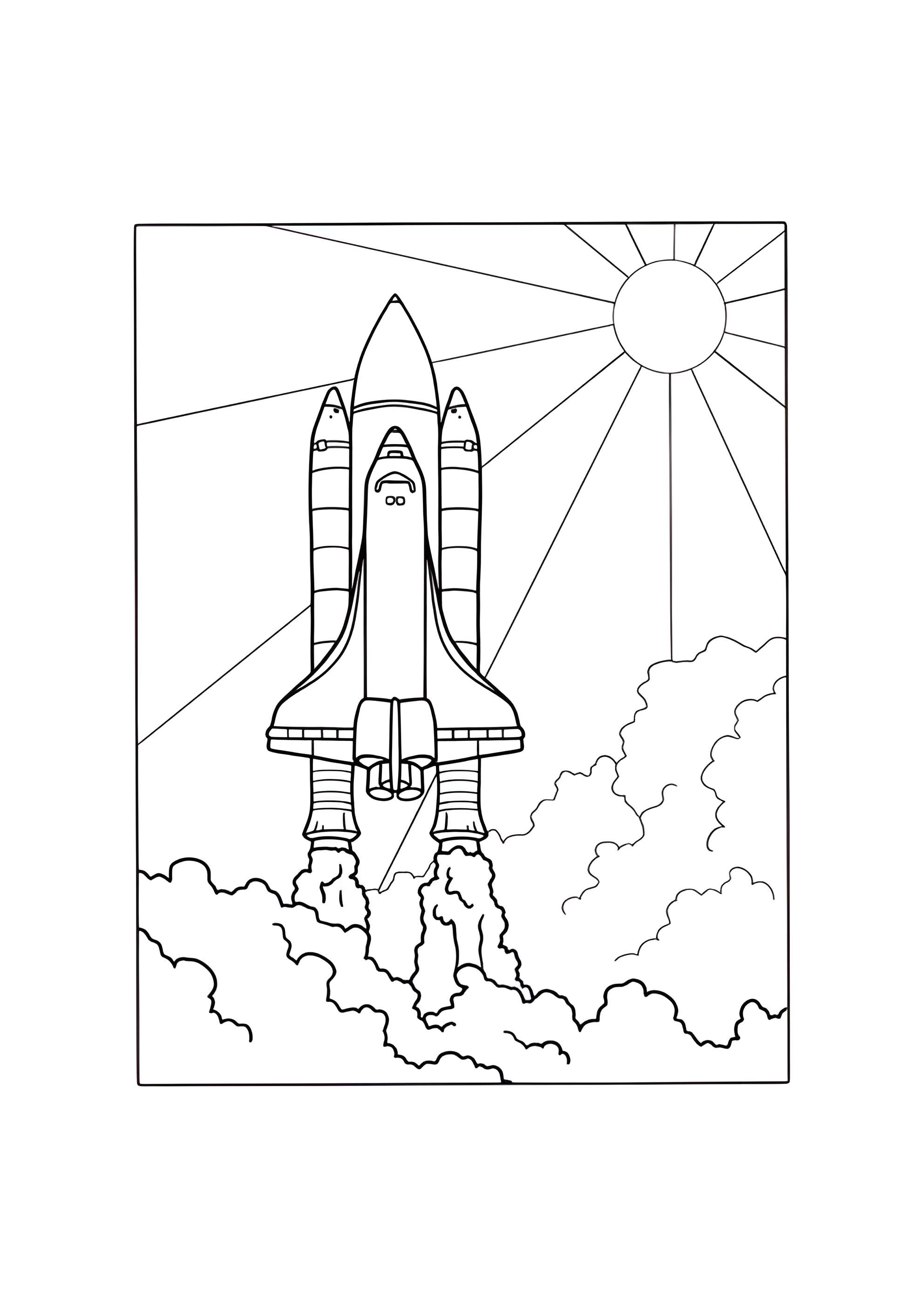 Раскраска Спейс шаттл отрывается от земли