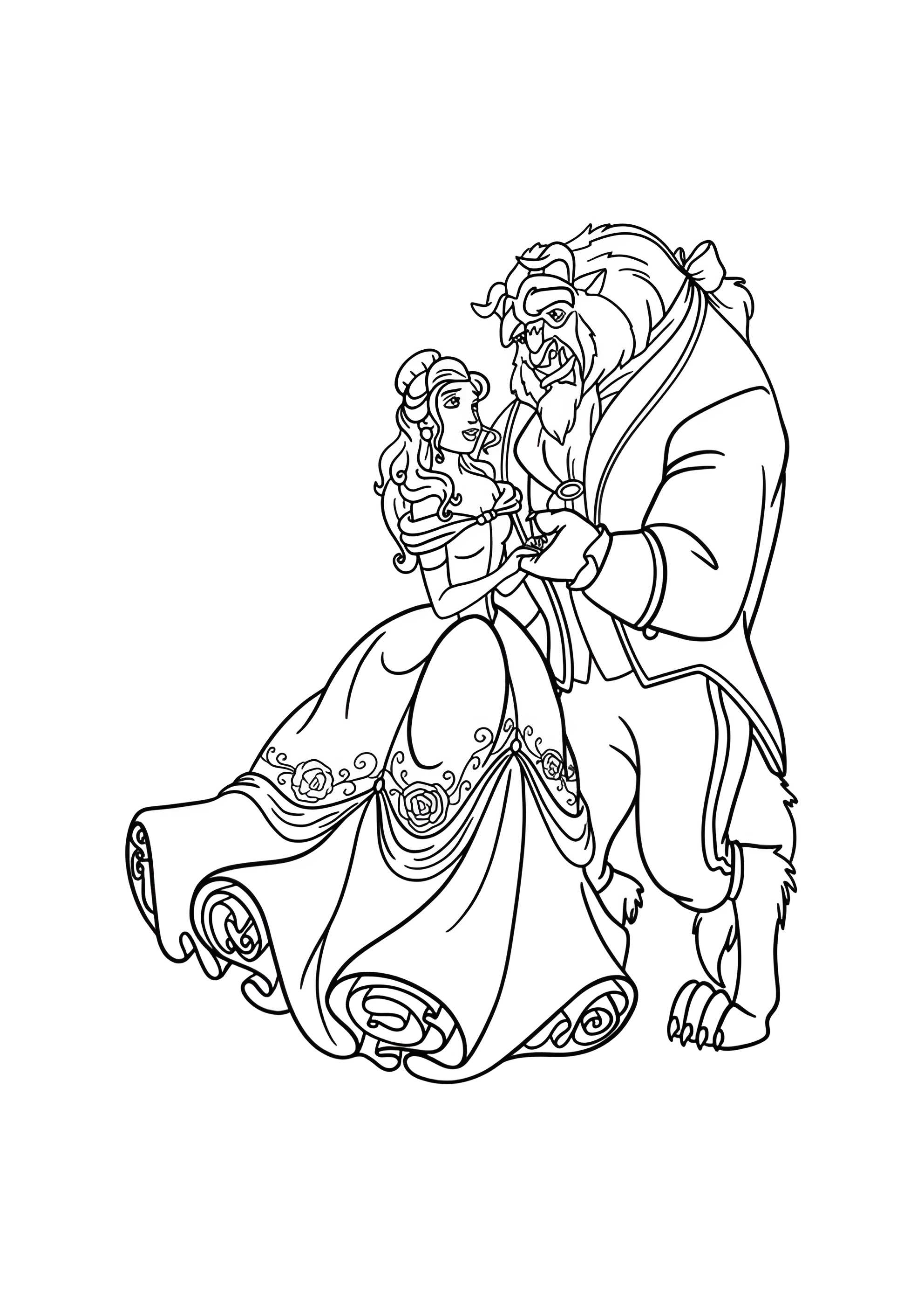 Раскраска Танец Белль и Чудовища