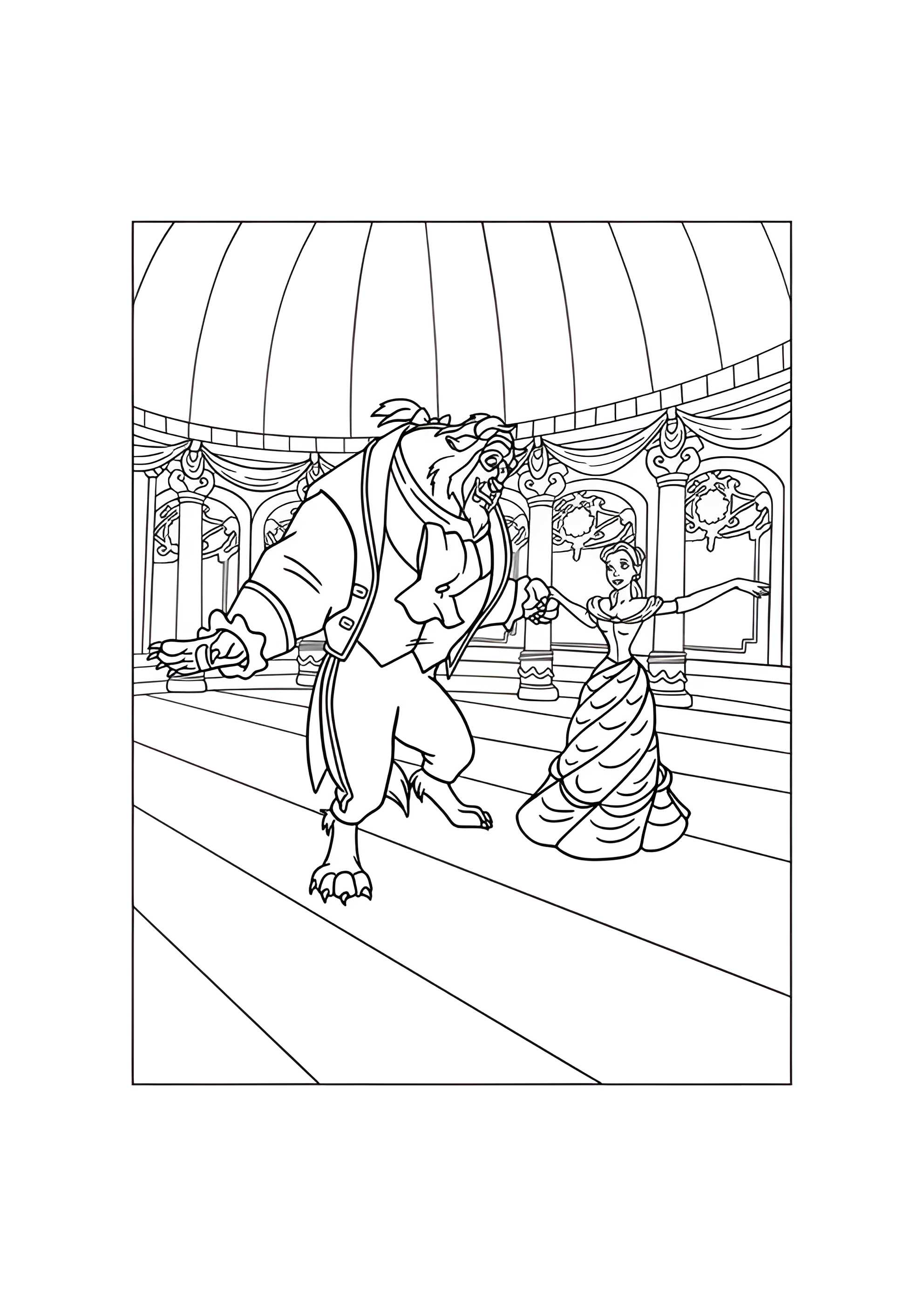 Раскраска Танец Белль