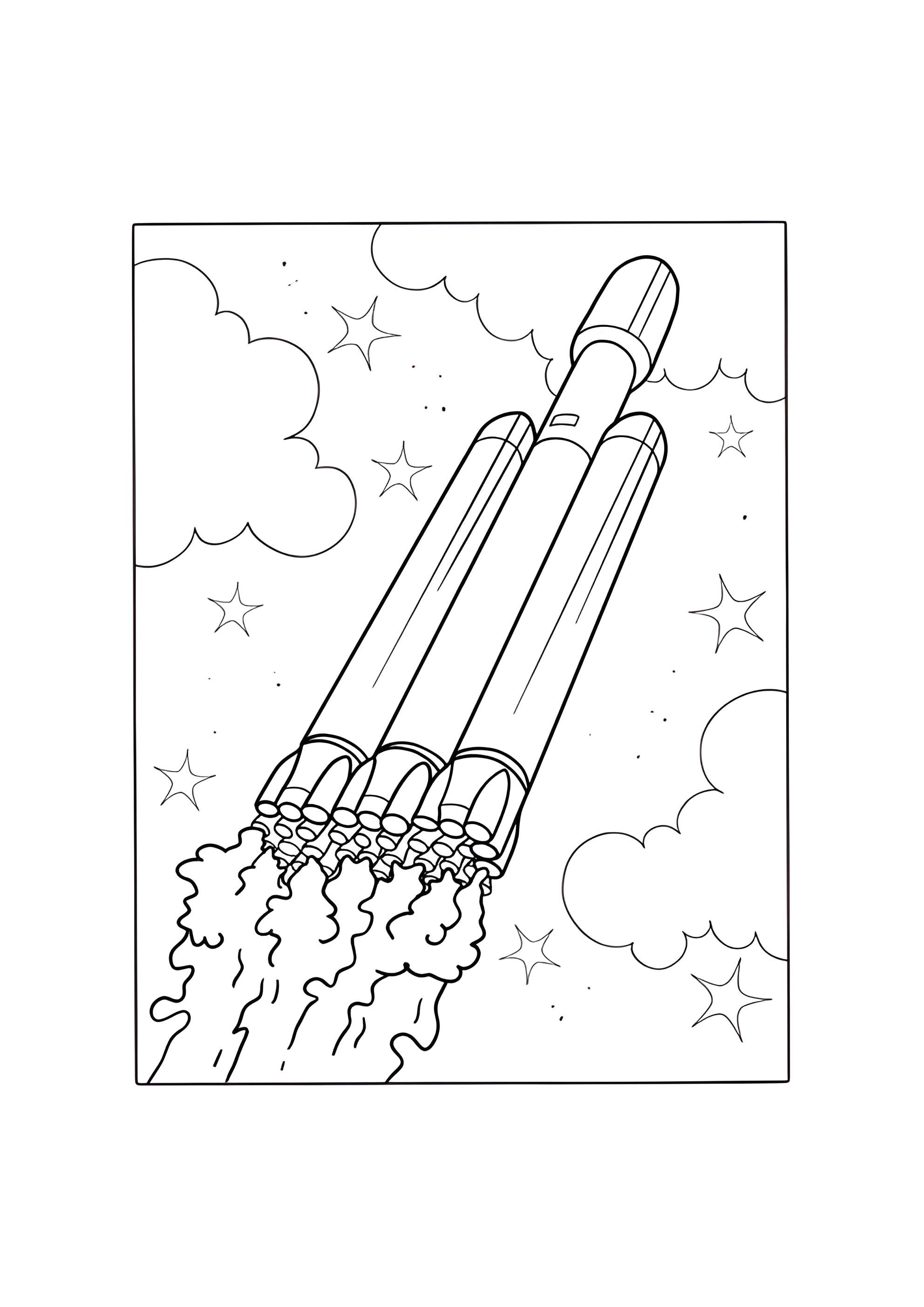 Раскраска Тяжёлый Сокол - американская ракета-носитель SpaceX