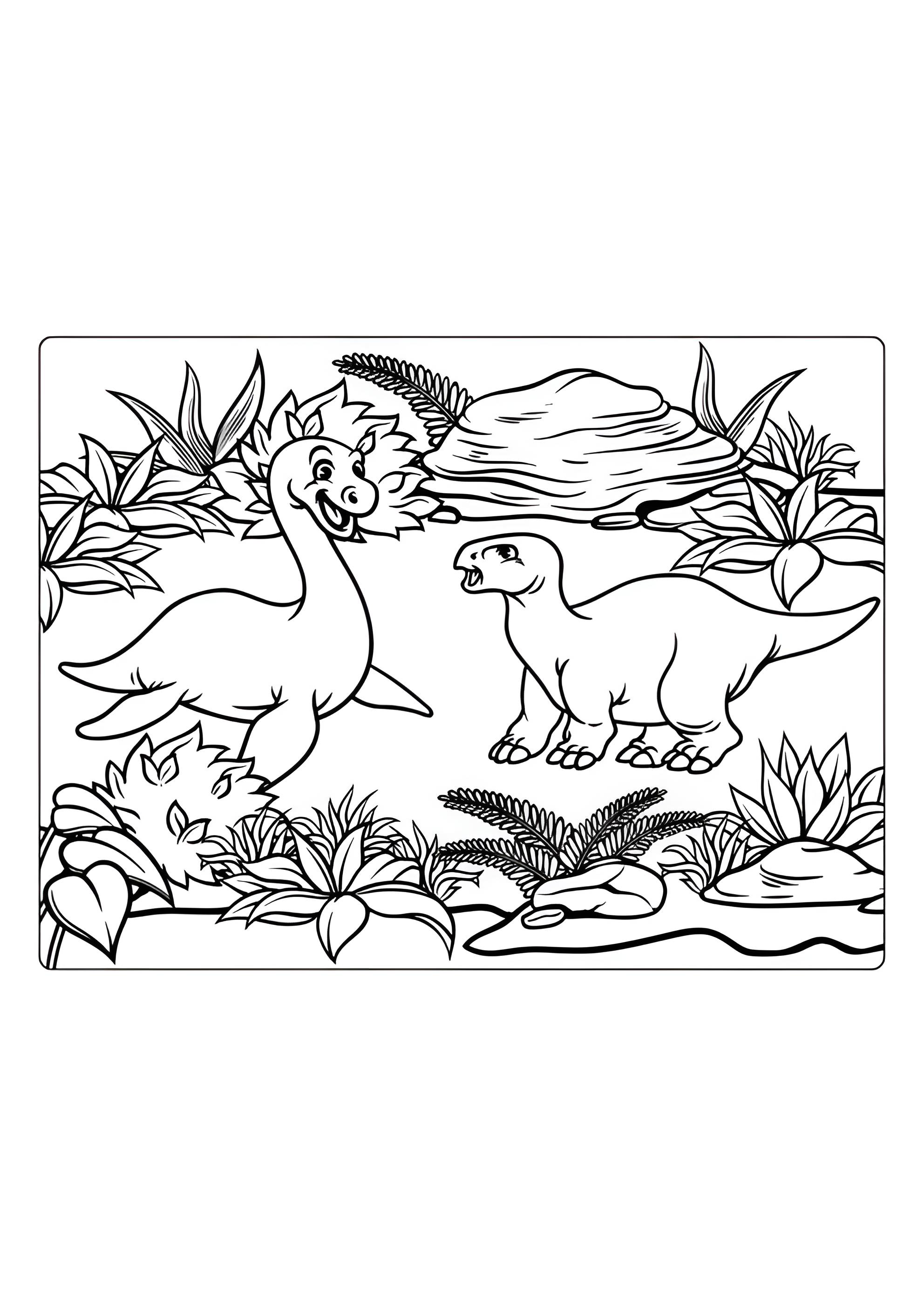 Раскраска Встреча двух динозавров