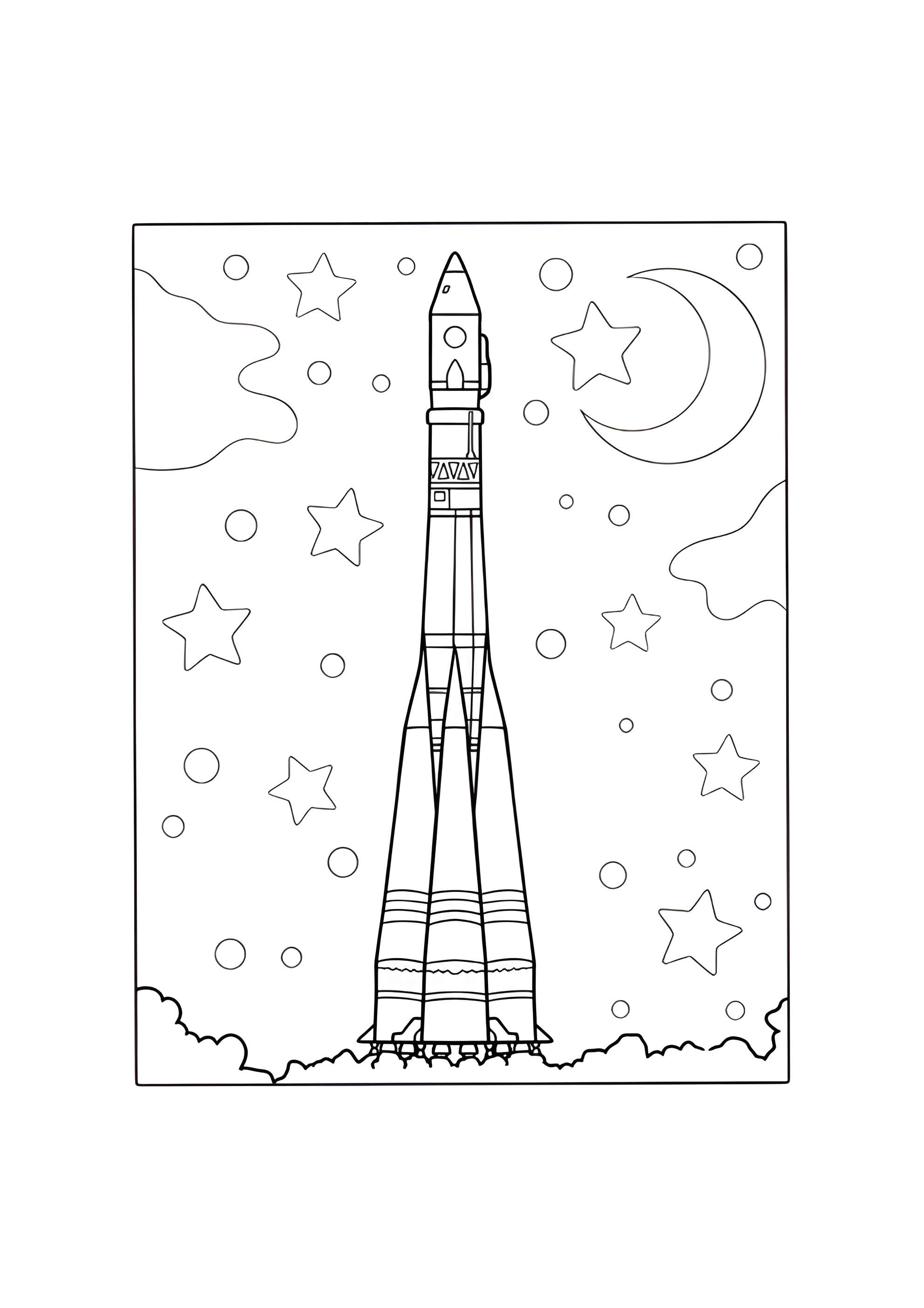 Раскраска Взлёт ракеты Союз