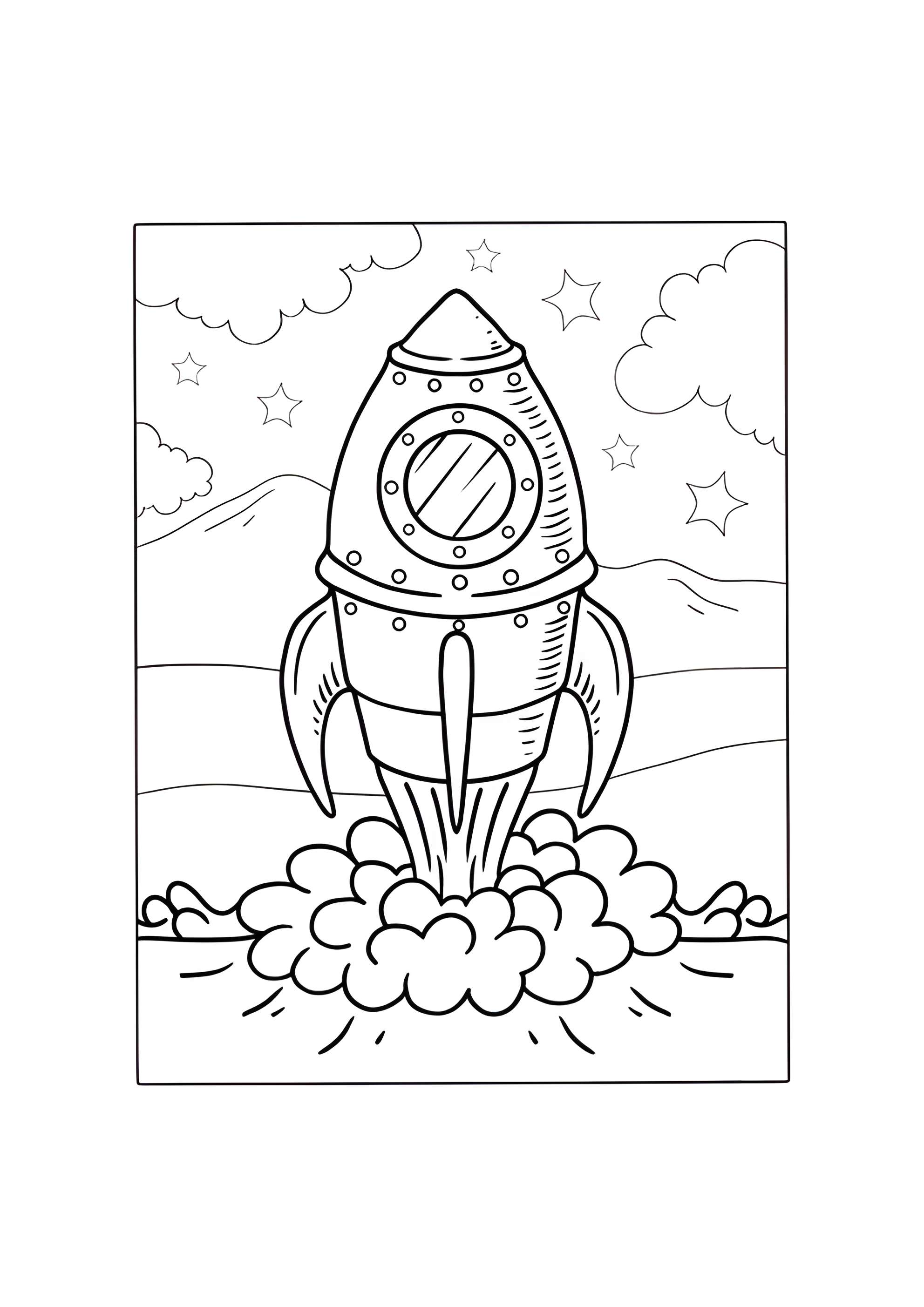 Раскраска Запуск ракеты для малышей