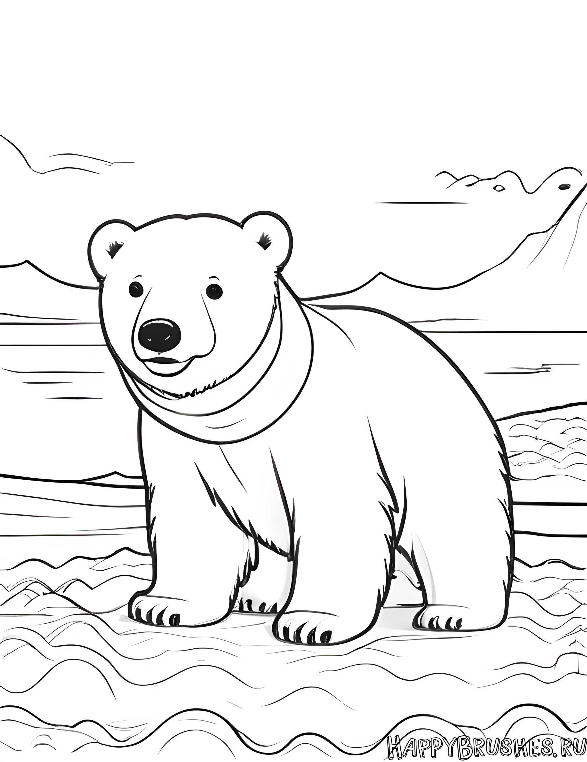 Раскраска Белый медведь 1