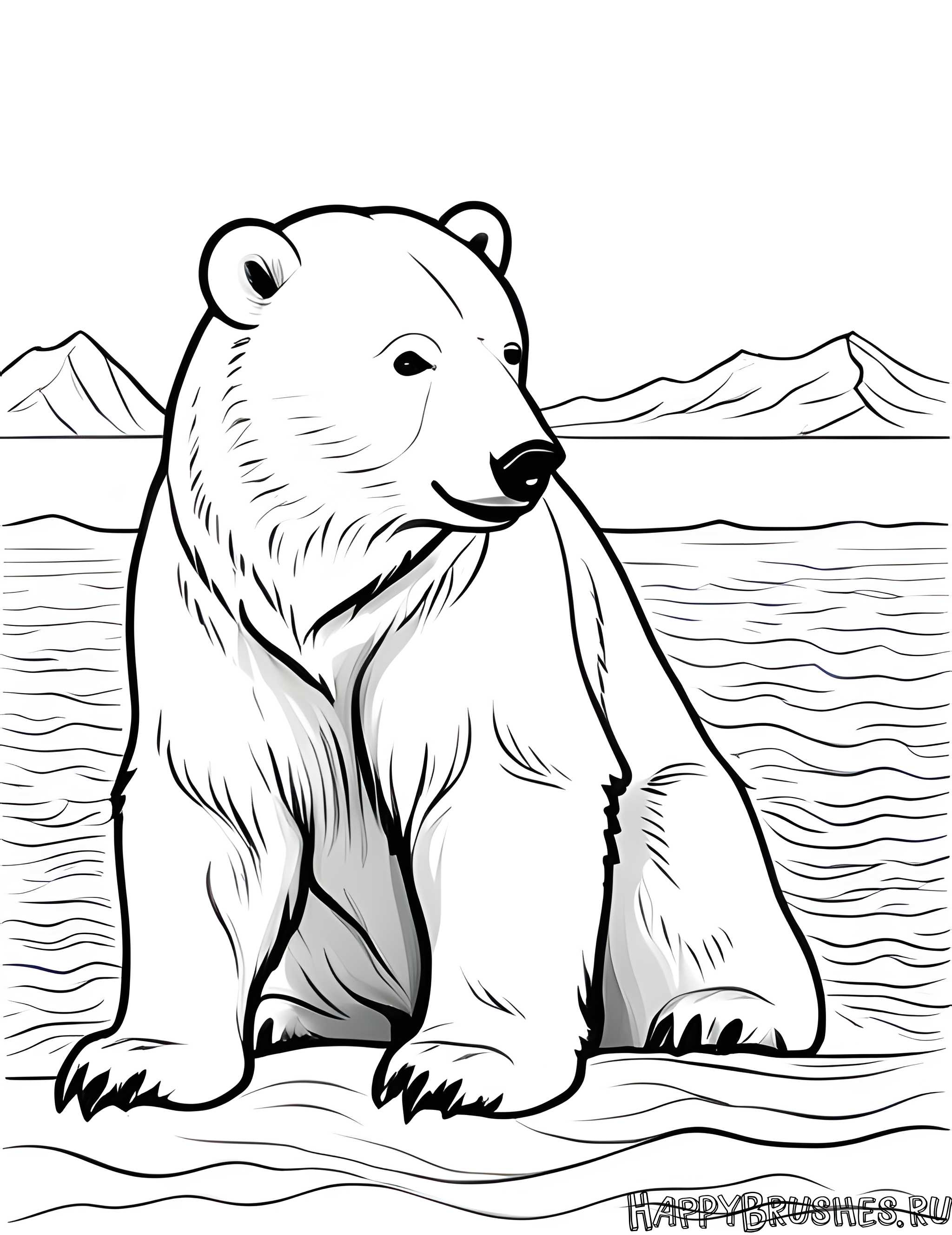 Раскраска Белый медведь 10