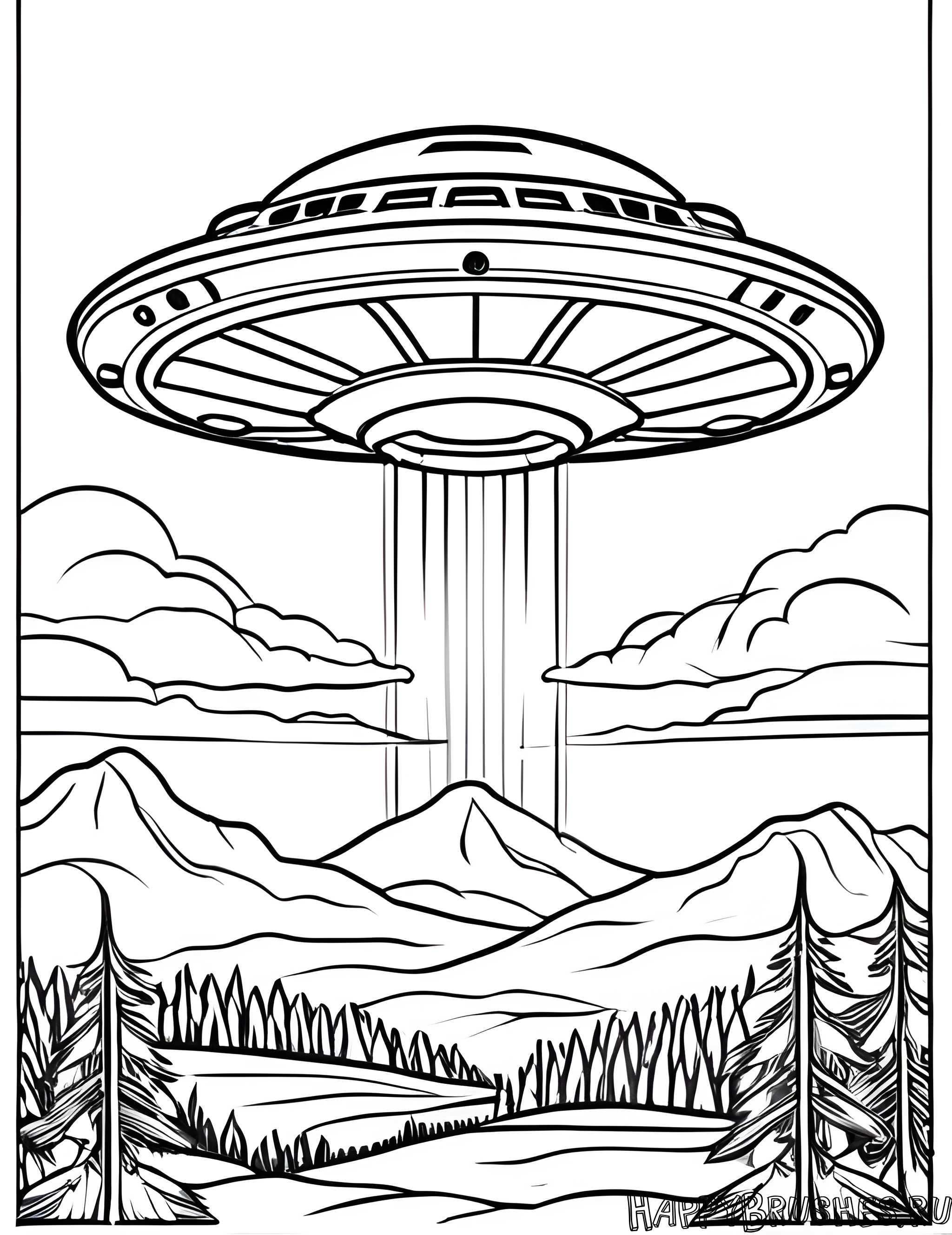 Раскраска Летающая тарелка 11