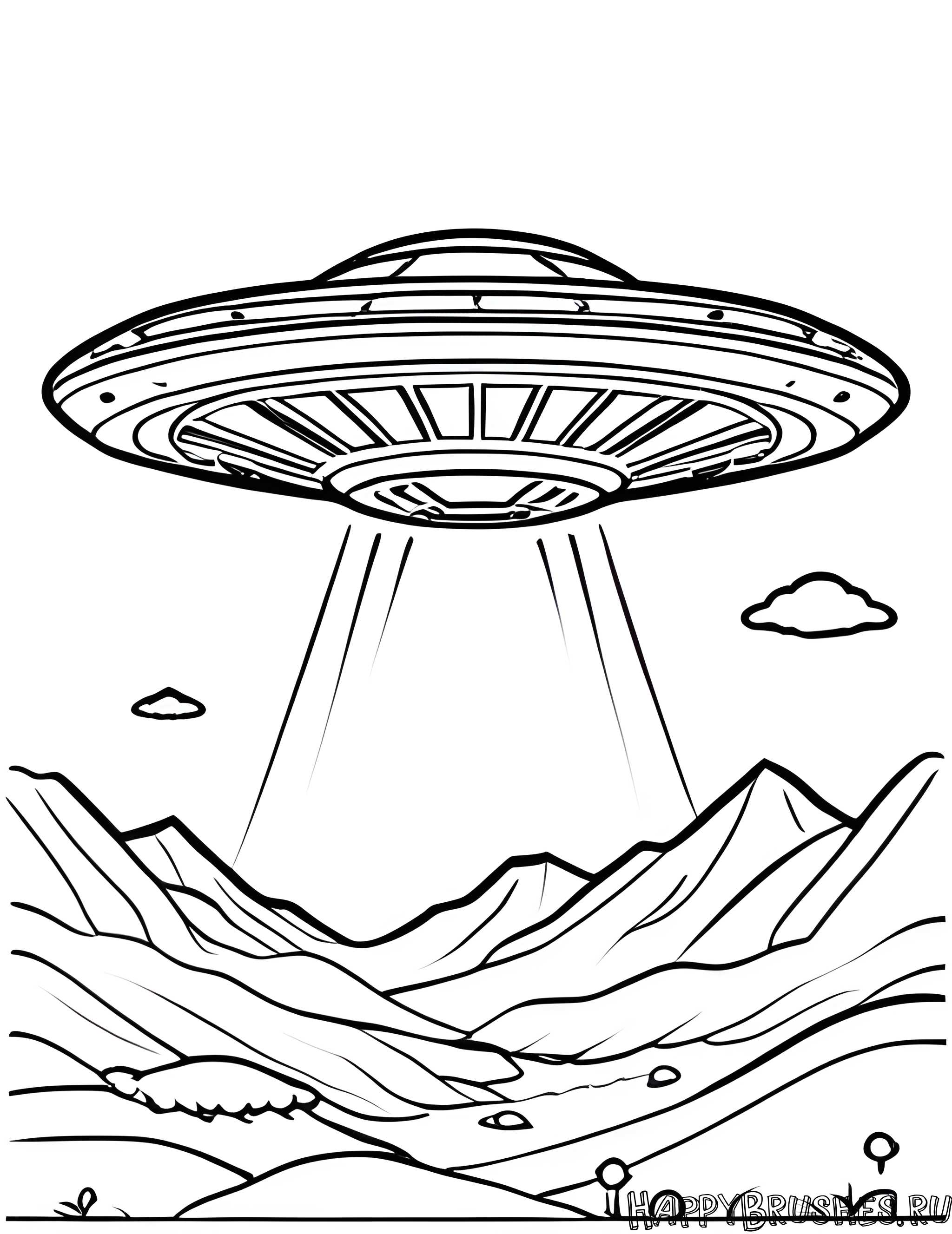 Раскраска Летающая тарелка 14