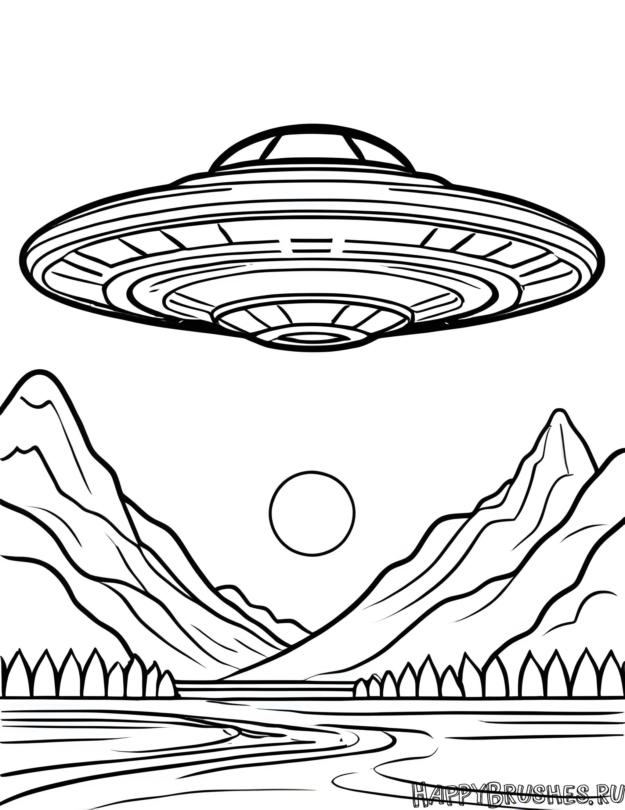 Раскраска Летающая тарелка 15