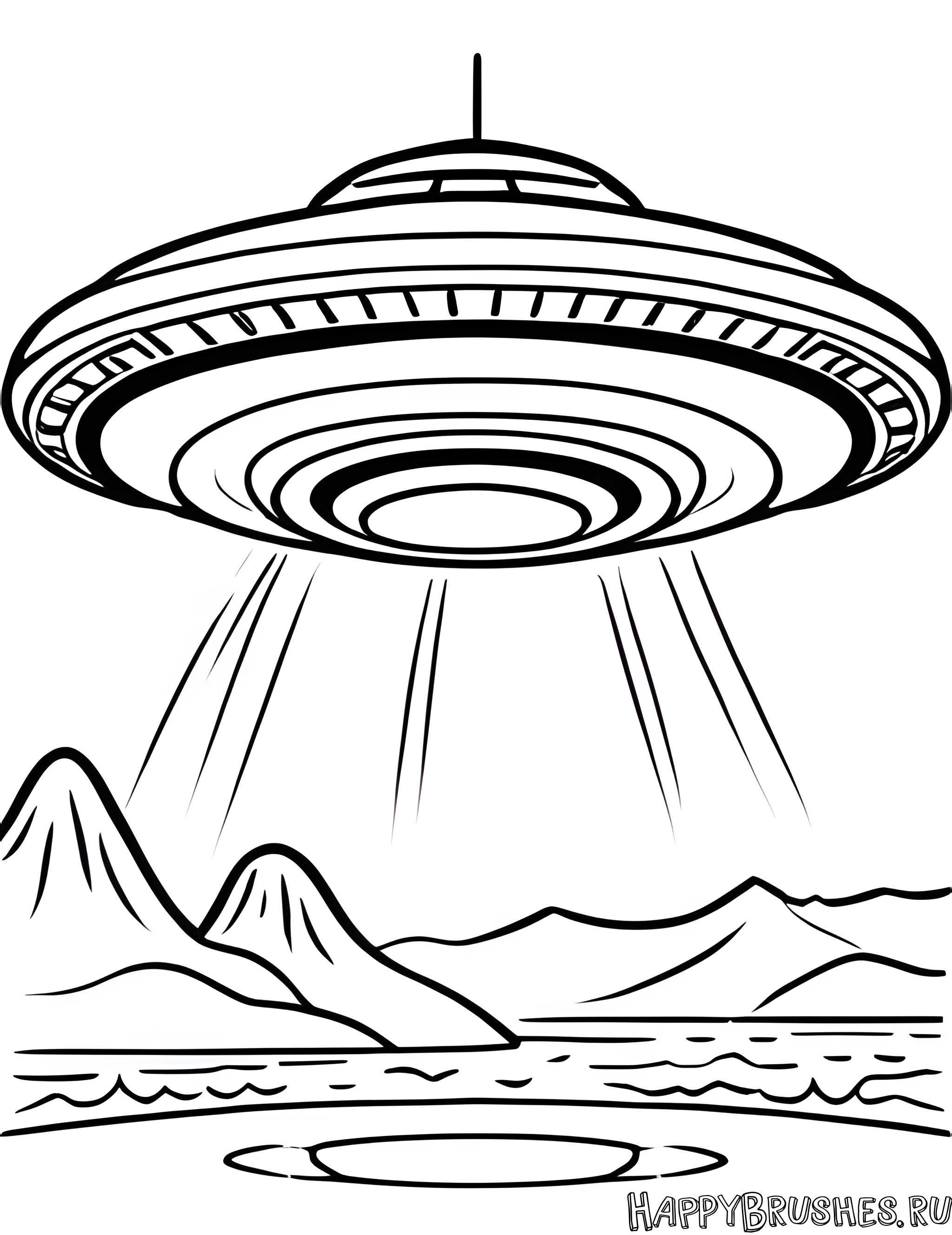 Раскраска Летающая тарелка 16