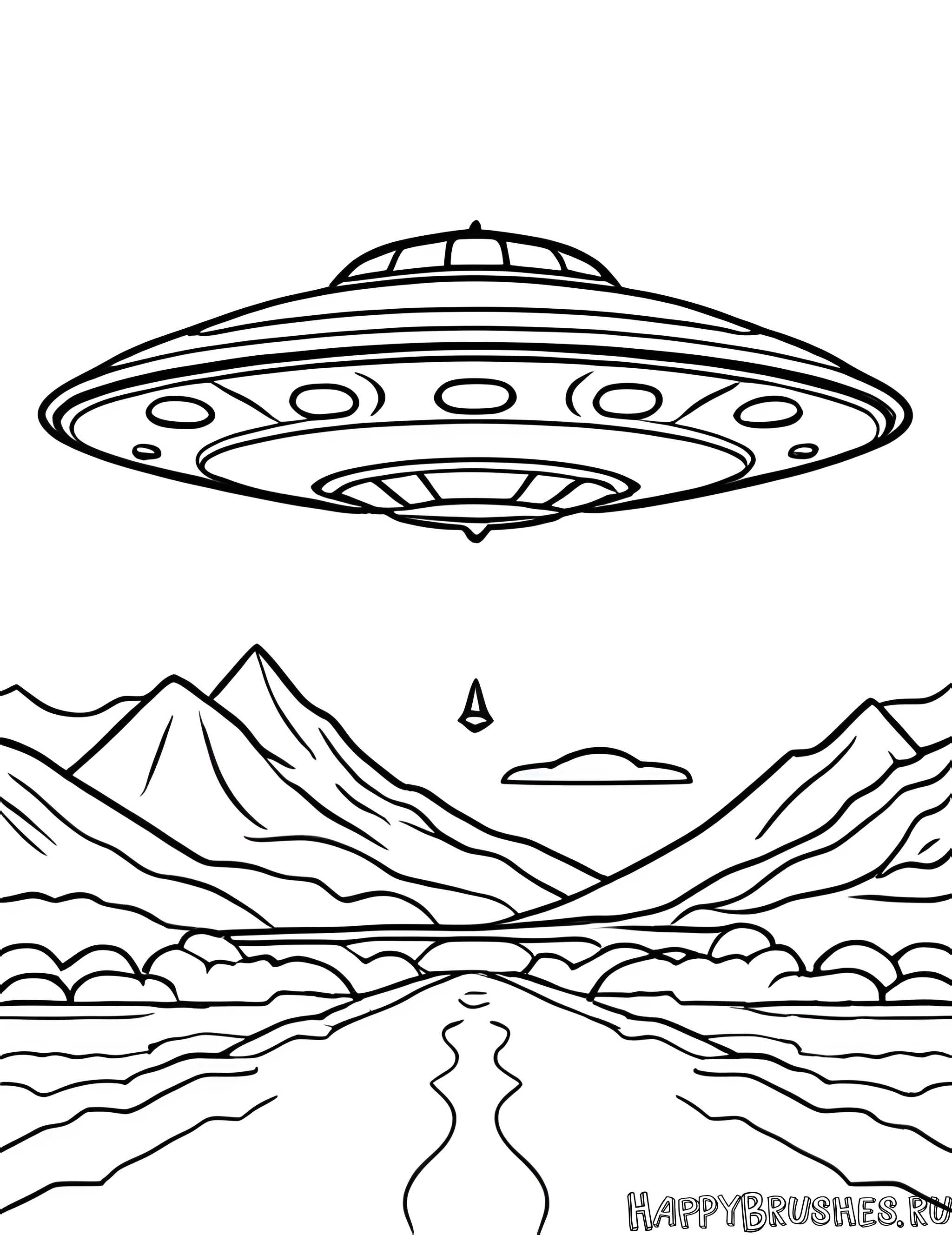 Раскраска Летающая тарелка 17