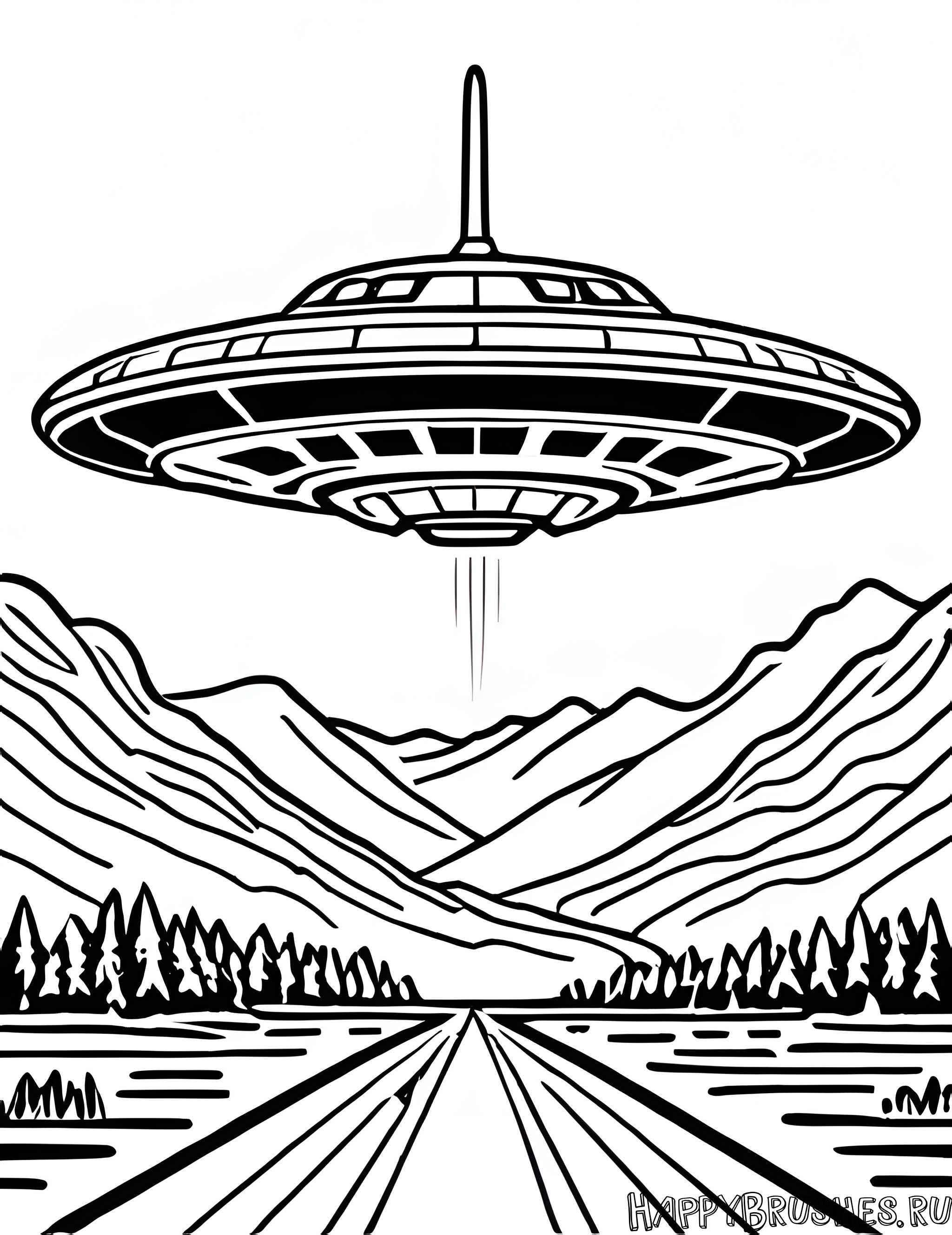 Раскраска Летающая тарелка 3