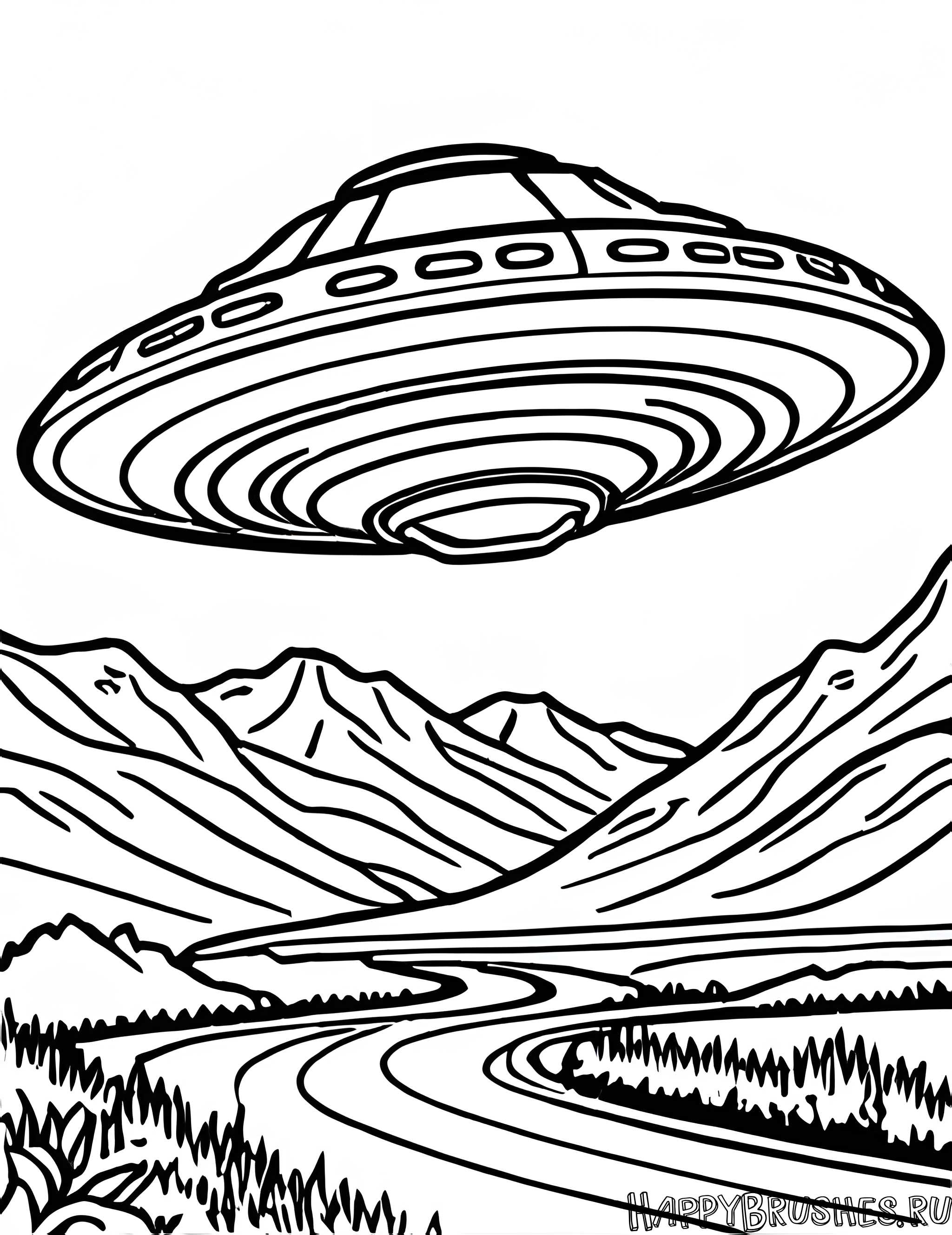 Раскраска Летающая тарелка 7