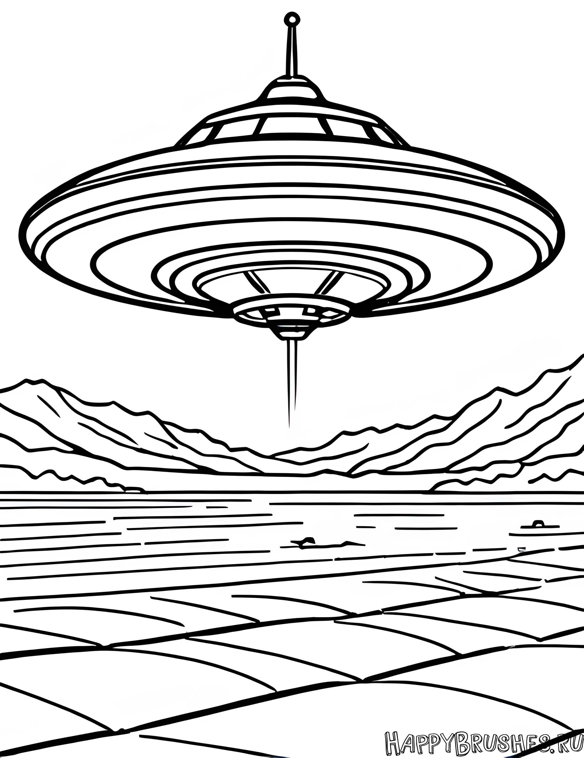 Раскраска Летающая тарелка 8