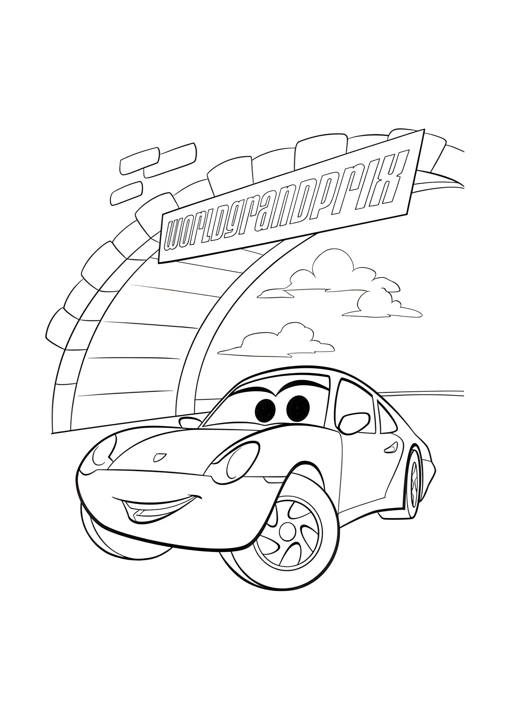 Раскраска МакКуин на Гран При