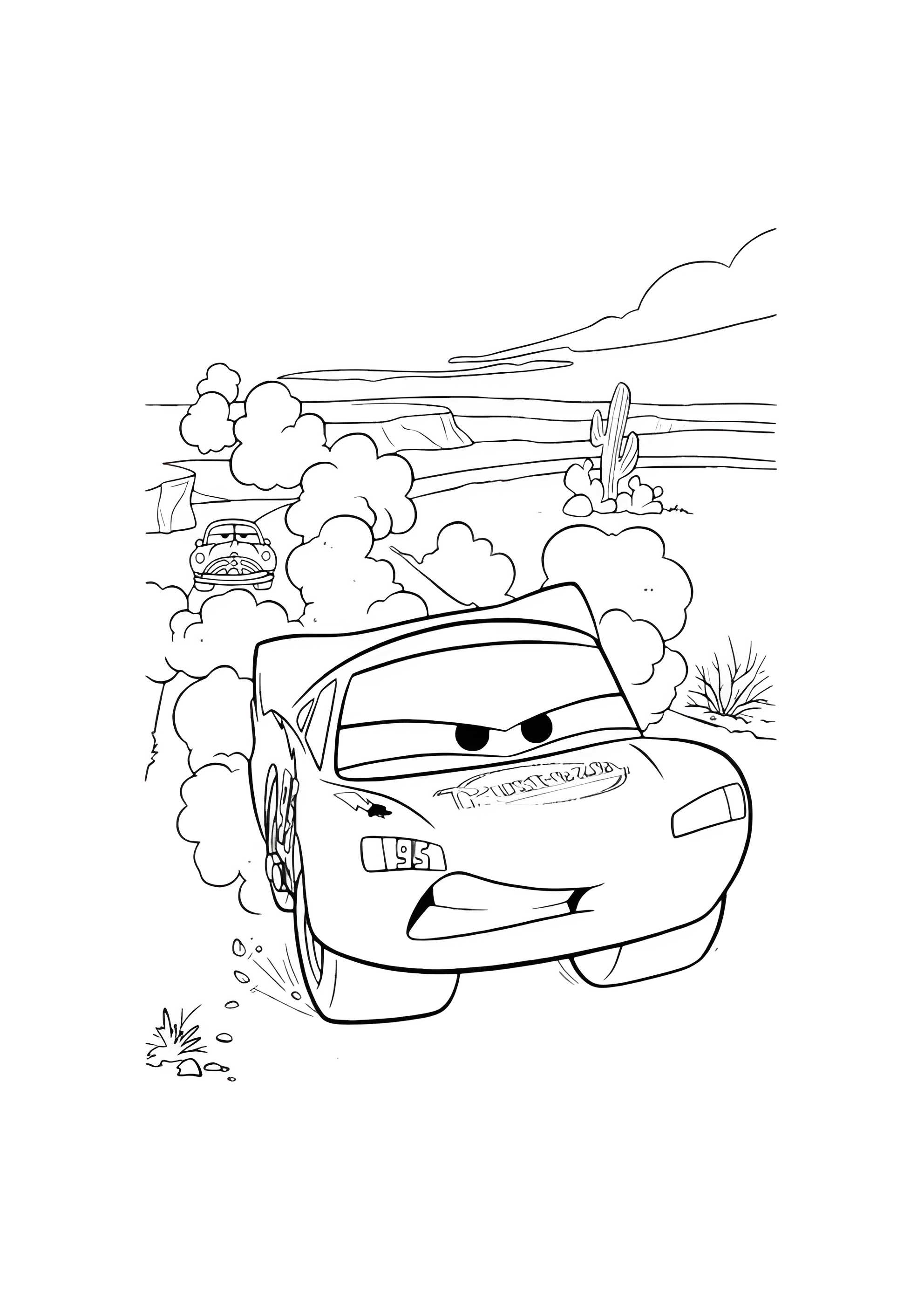 Раскраска МакКуин уезжает от Дока Хадсона