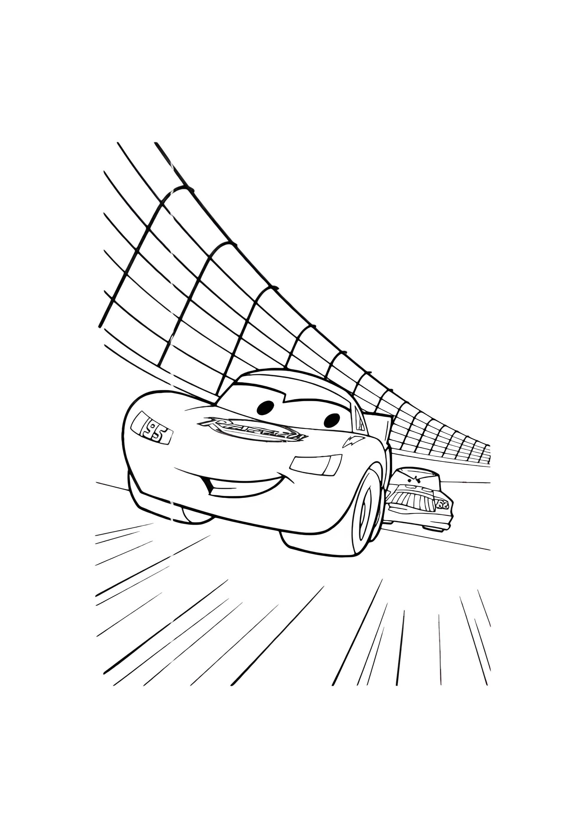 Раскраска МакКуина догоняют на гонках