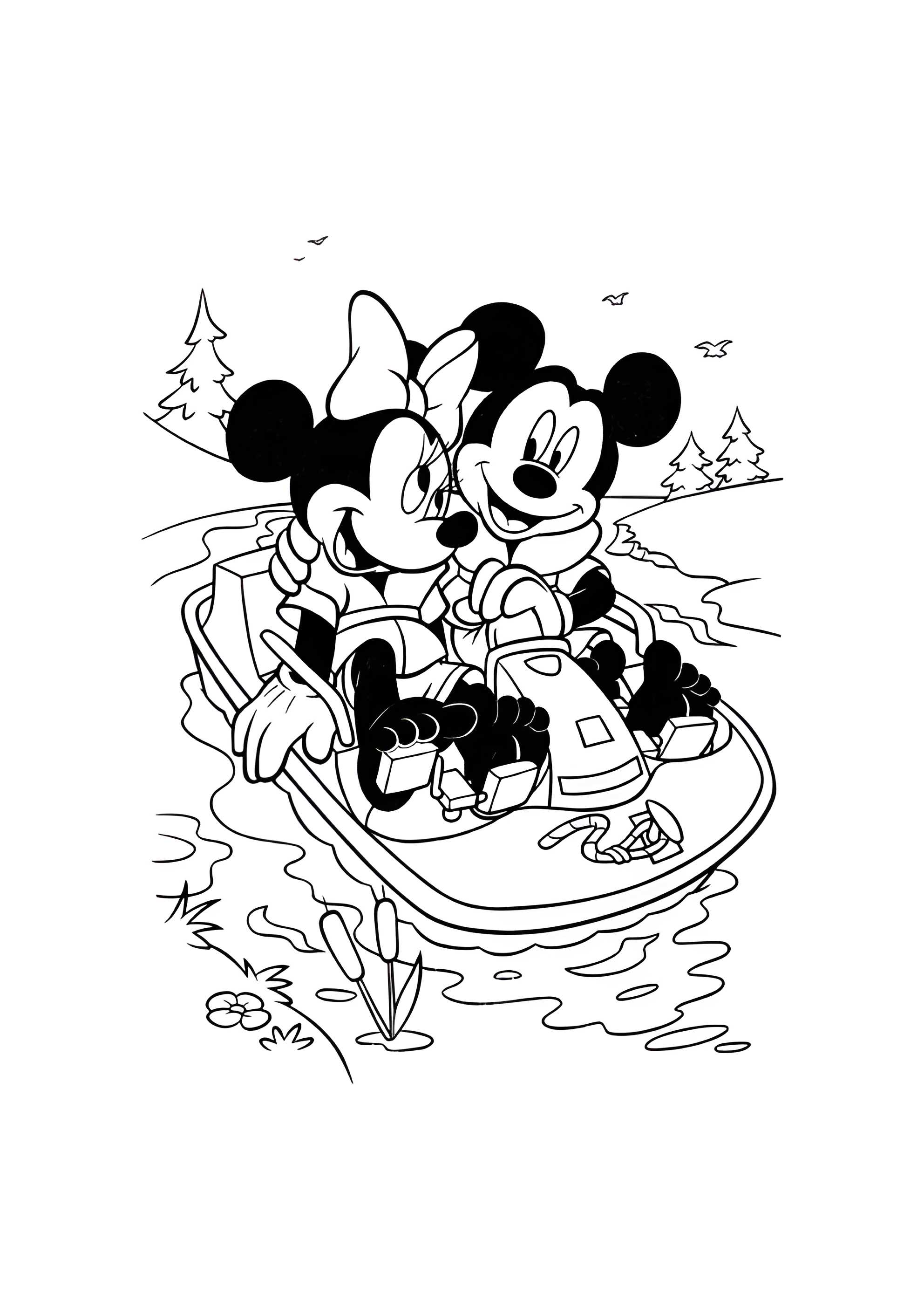 Раскраска Микки и Минни Маус