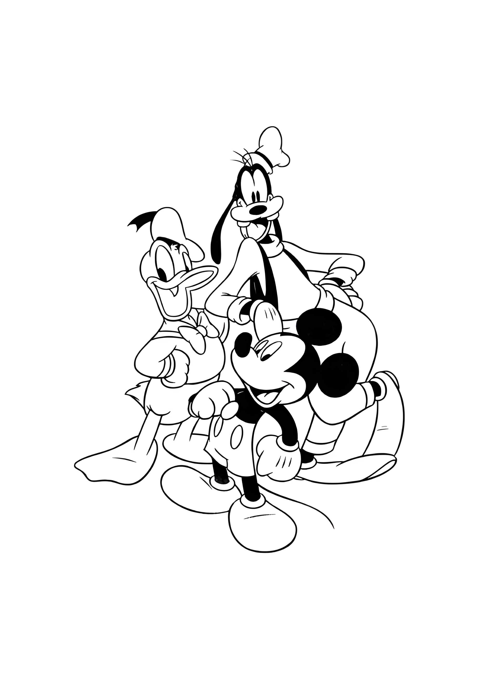 Раскраска Микки Маус, Дональд Дак и Гуфи