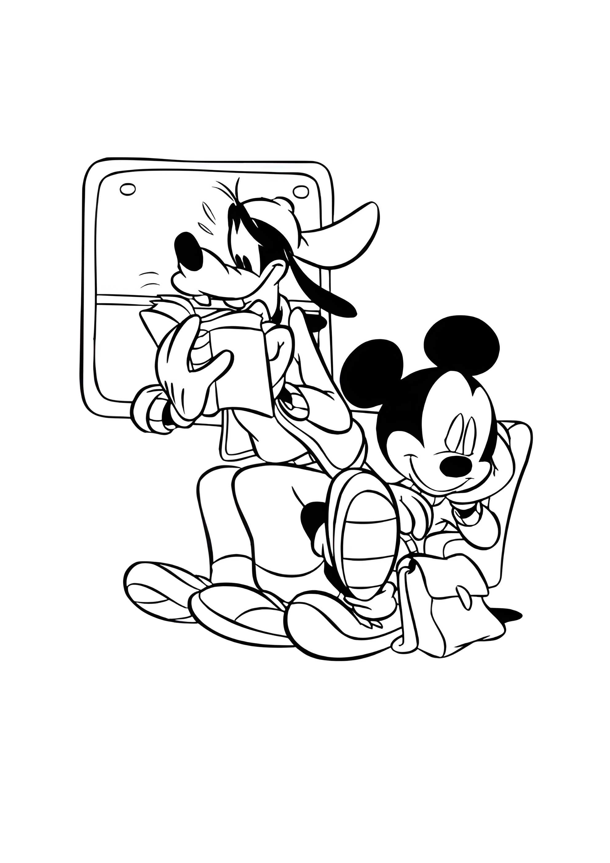 Раскраска Микки Маус и Гуфи