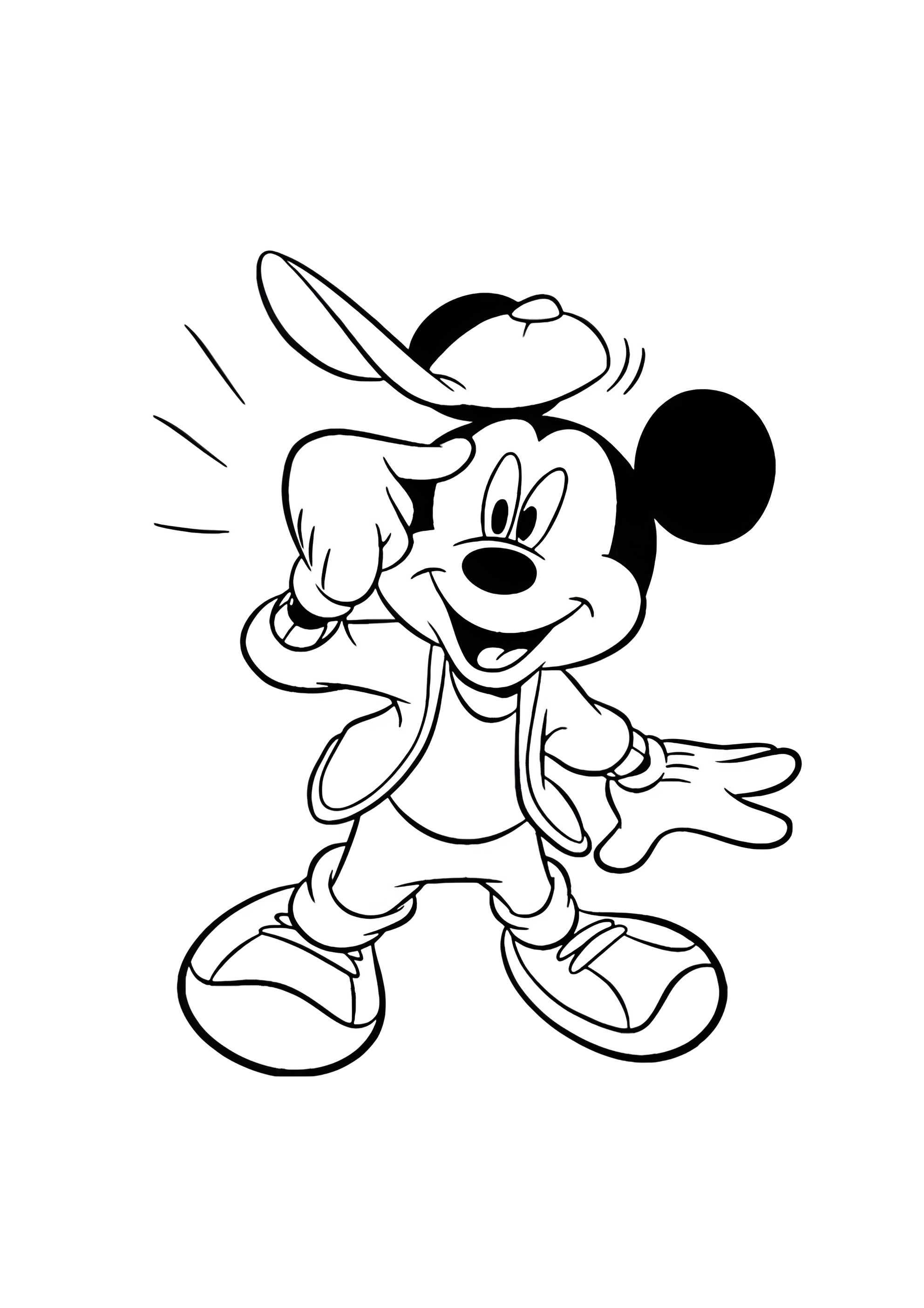 Раскраска Микки Маус в весёлой кепке