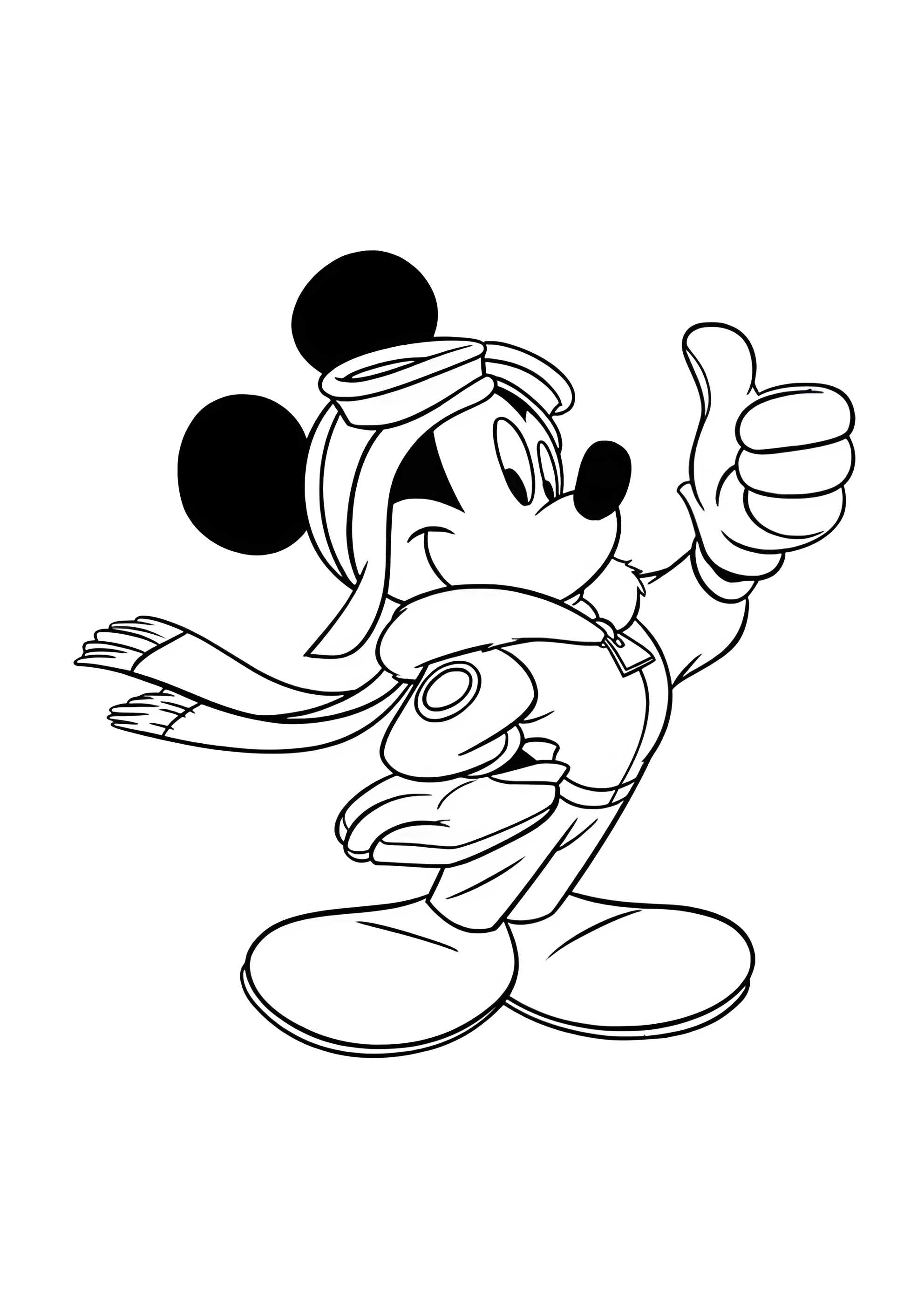 Раскраска Микки Маус в зимнем костюме