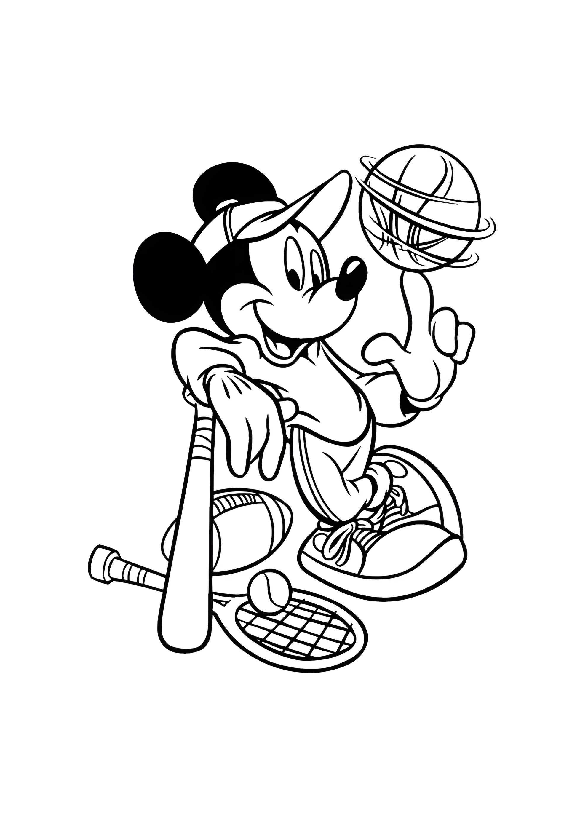 Раскраска Микки Маус занимается спортом