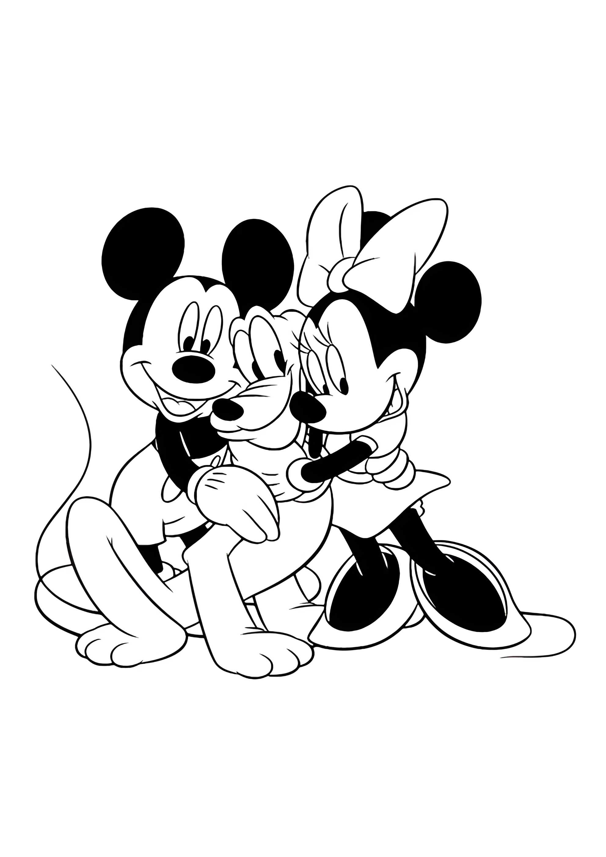 Раскраска Микки, Минни и Плуто