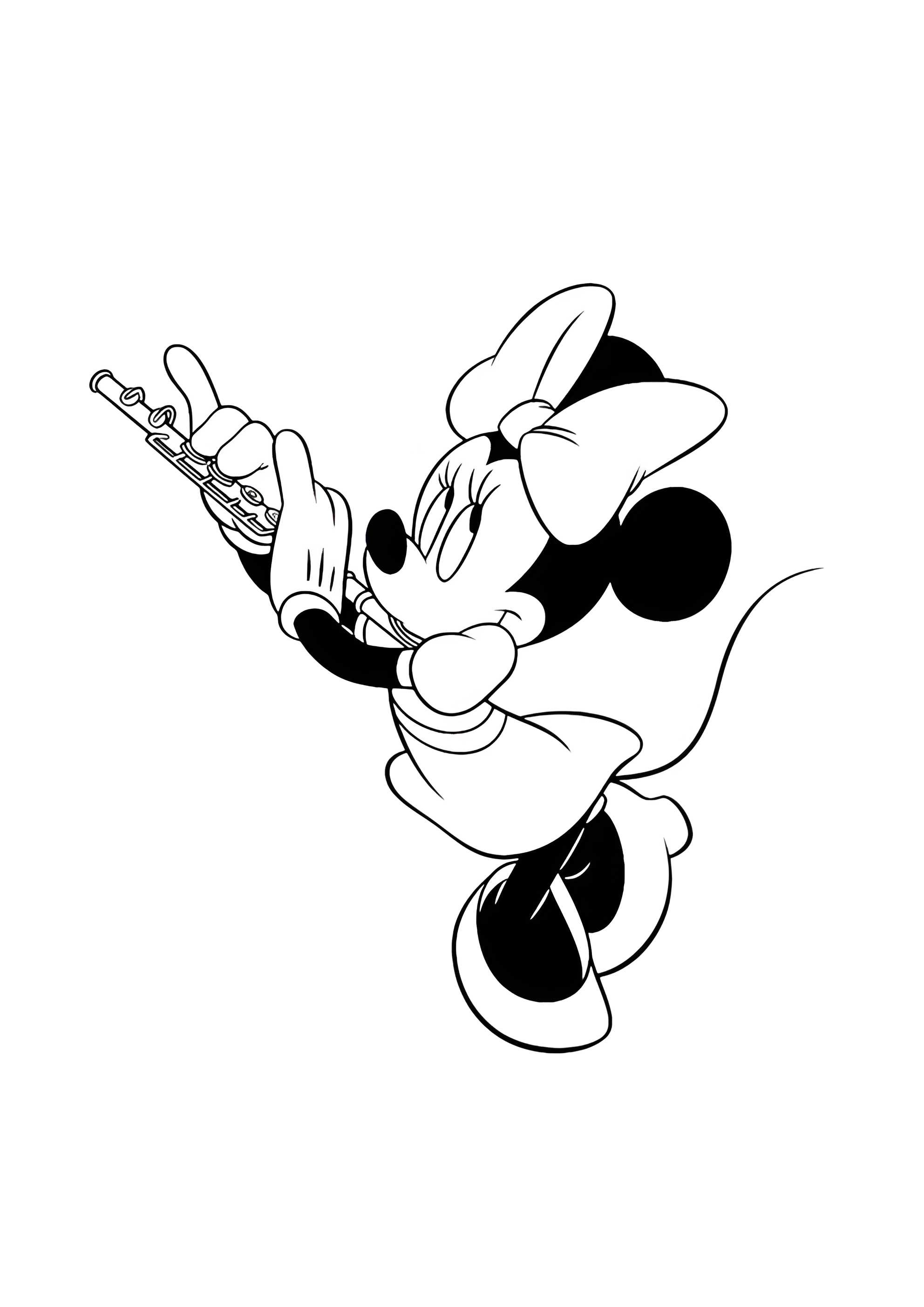 Раскраска Минни играет на флейте