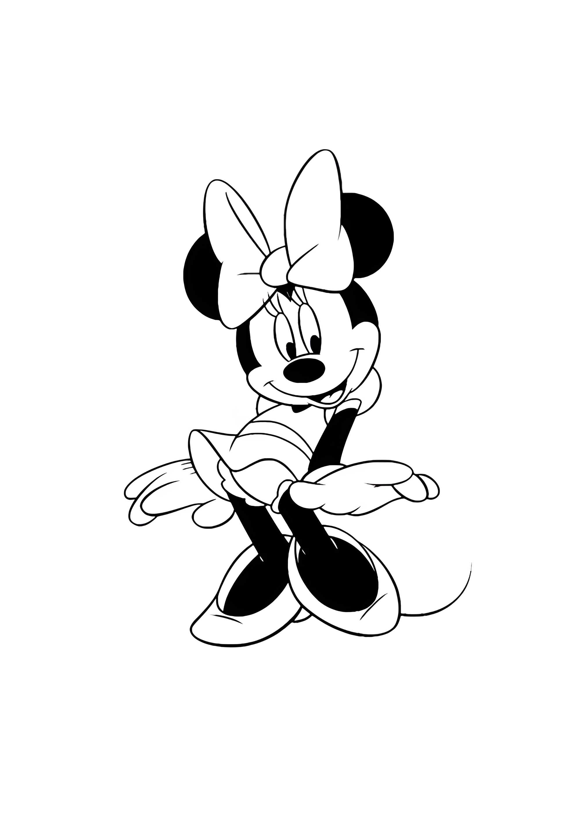 Раскраска Минни с большим бантом