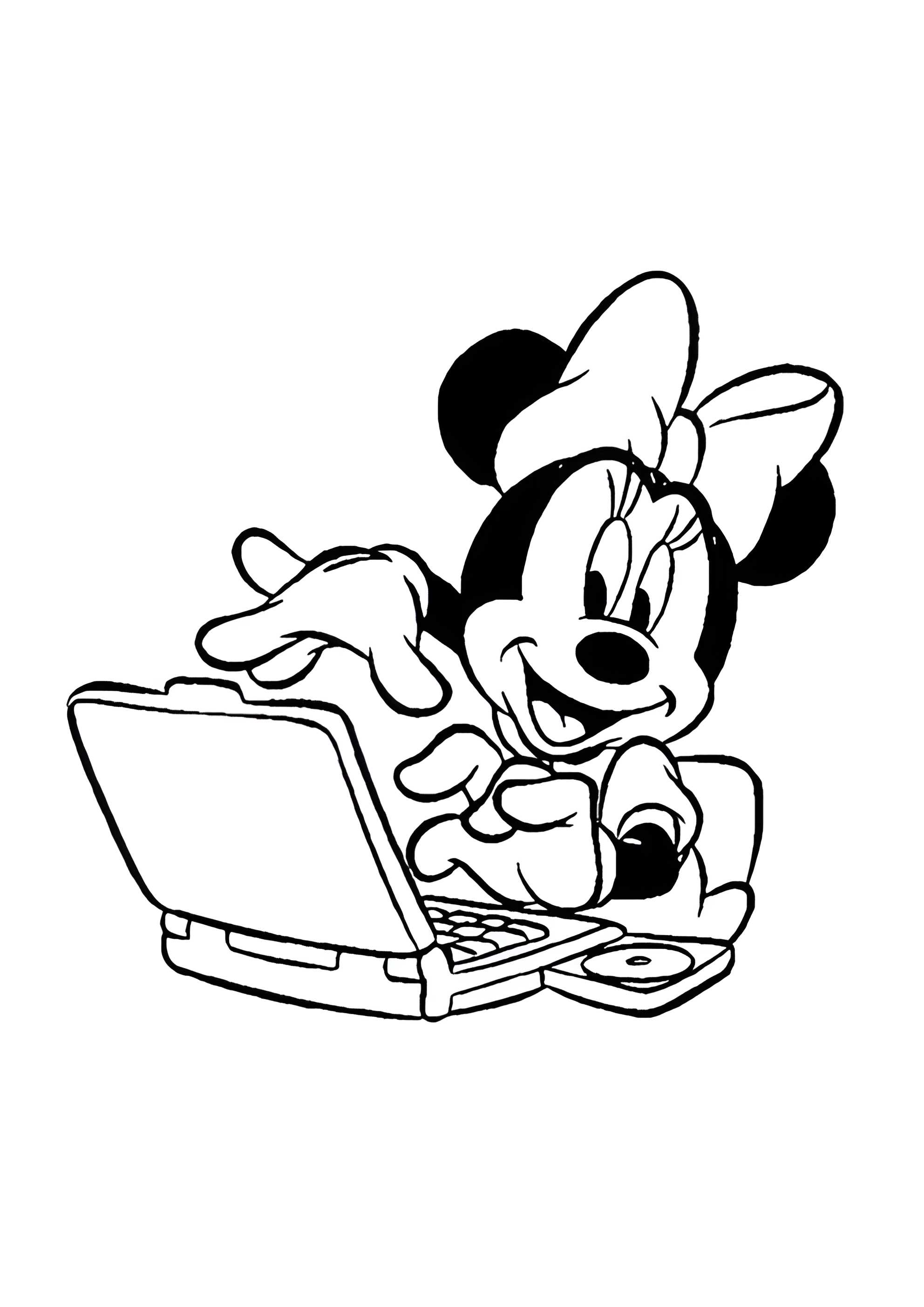Раскраска Минни за ноутбуком