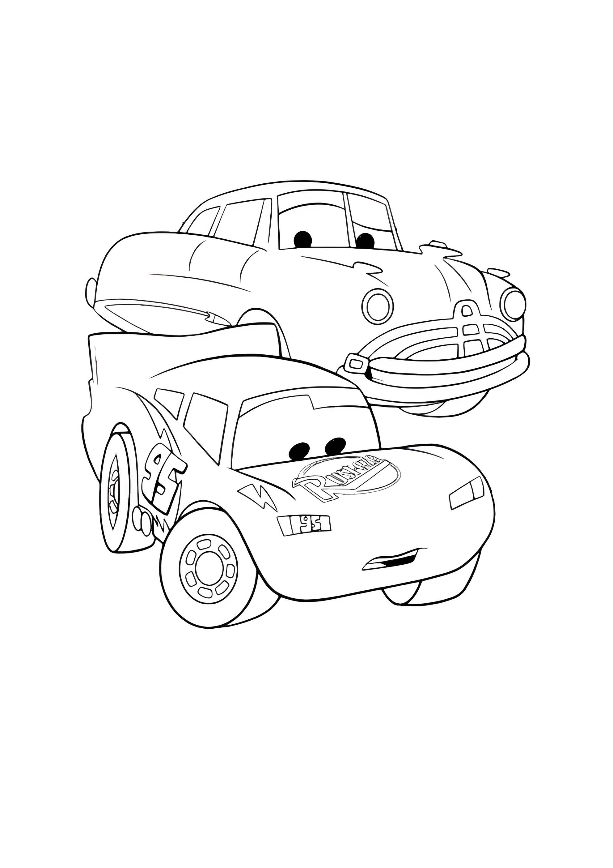 Раскраска Молния МакКуин и Док Хадсон