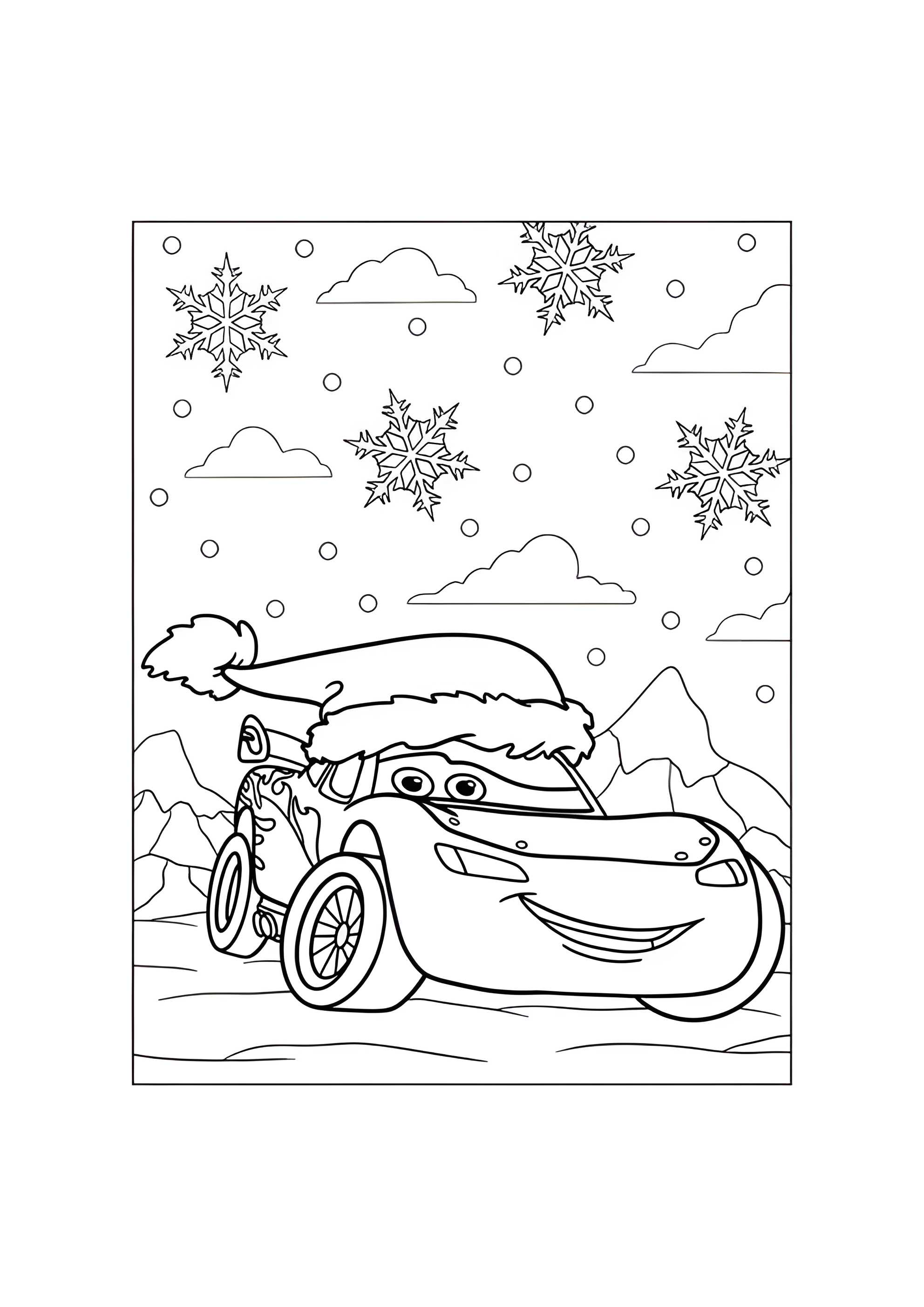 Раскраска Молния Маккуин на Новый год