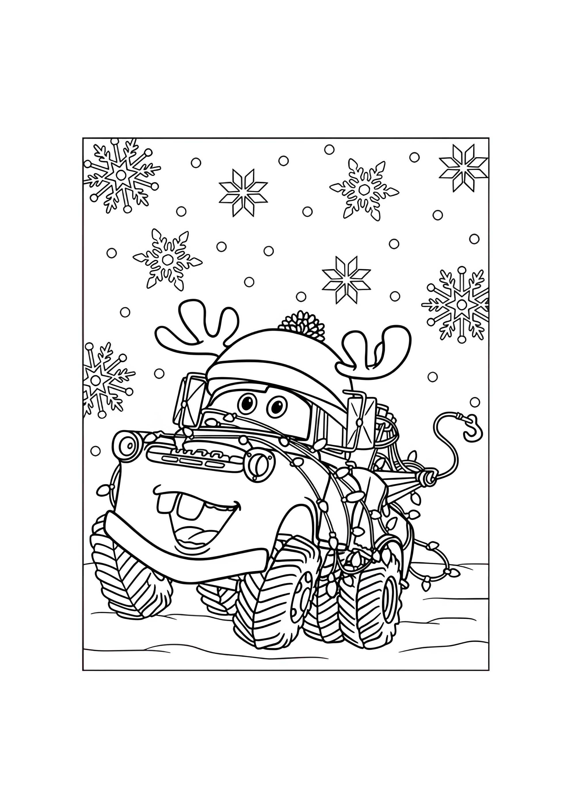 Раскраска Тачка Мэтр на Новый год