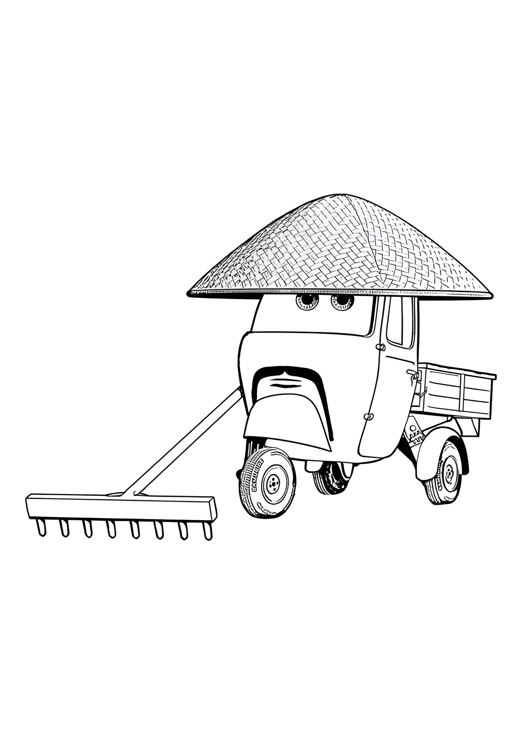 Раскраска Тачка с граблями