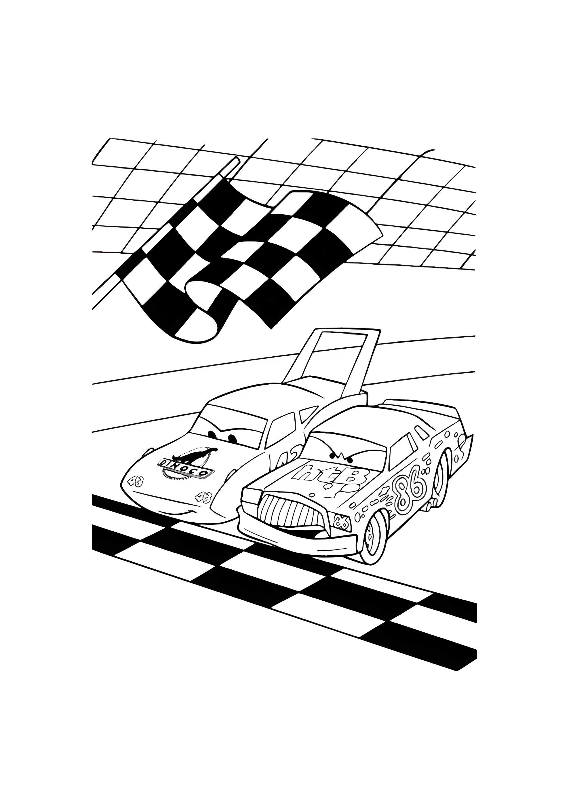 Раскраска Тачки на старте