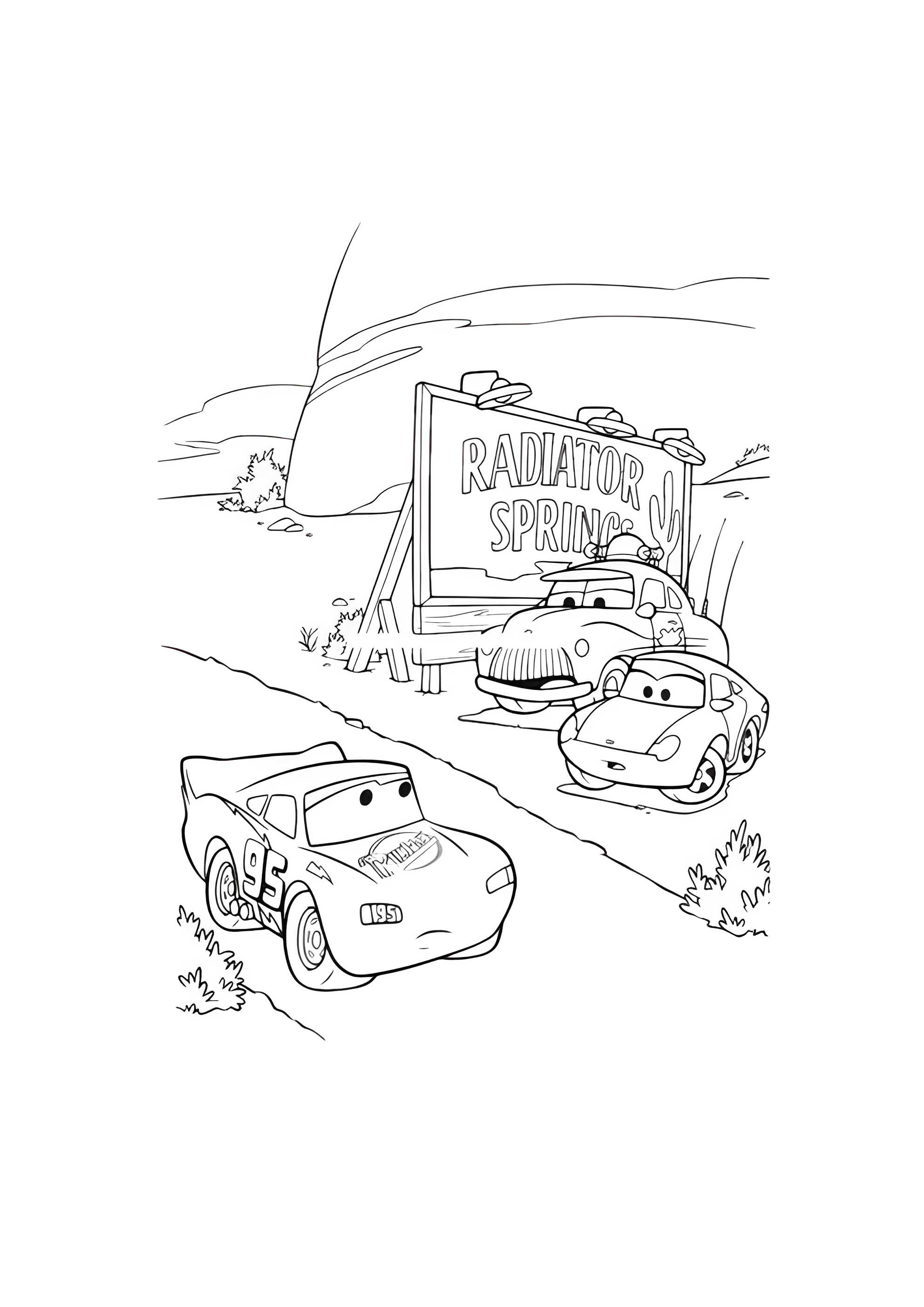 Раскраска Тачки на въезде в город