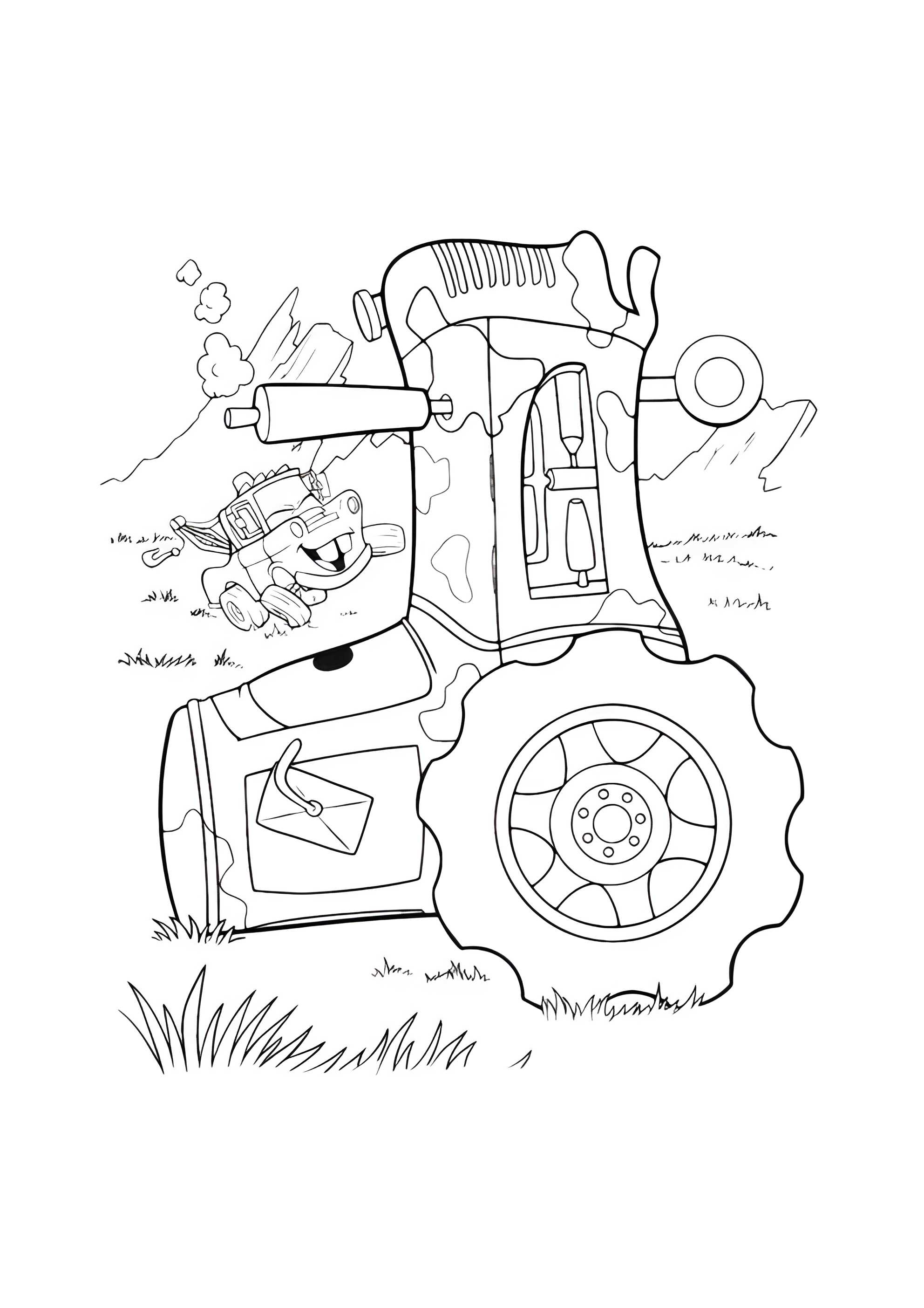 Раскраска Трактор перевернулся