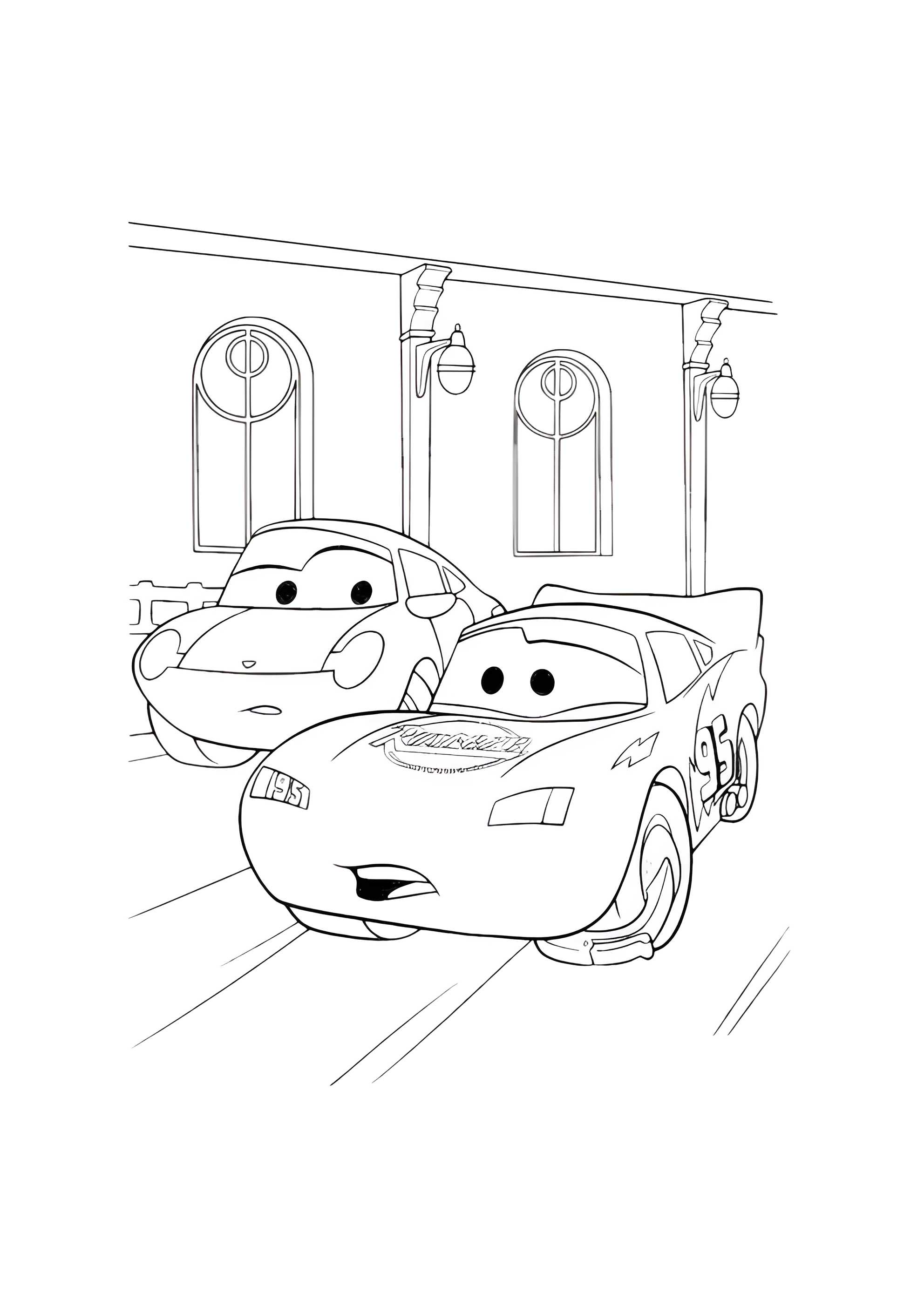 Раскраска У МакКуина заблокировали колесо