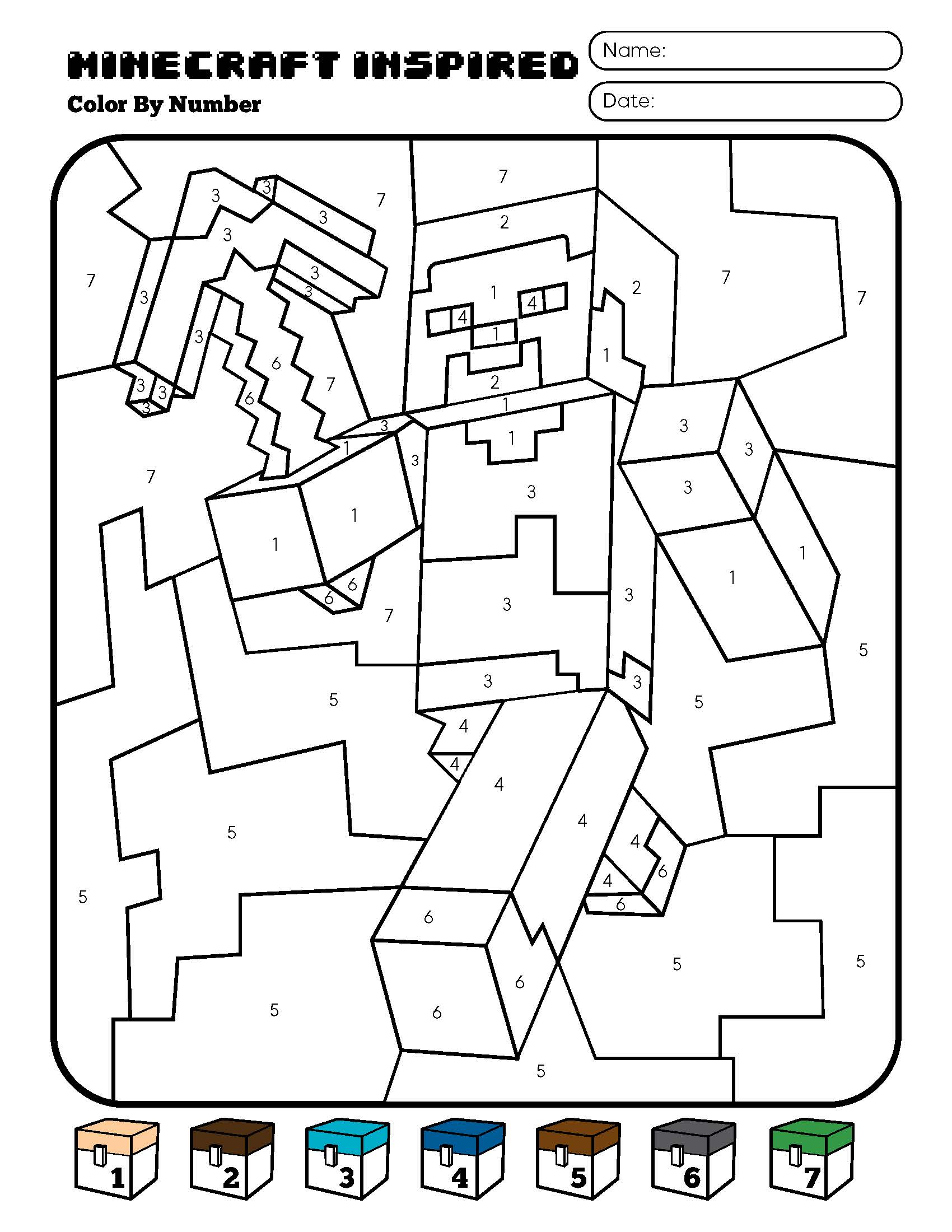 Раскраска Minecraft по номерам 3