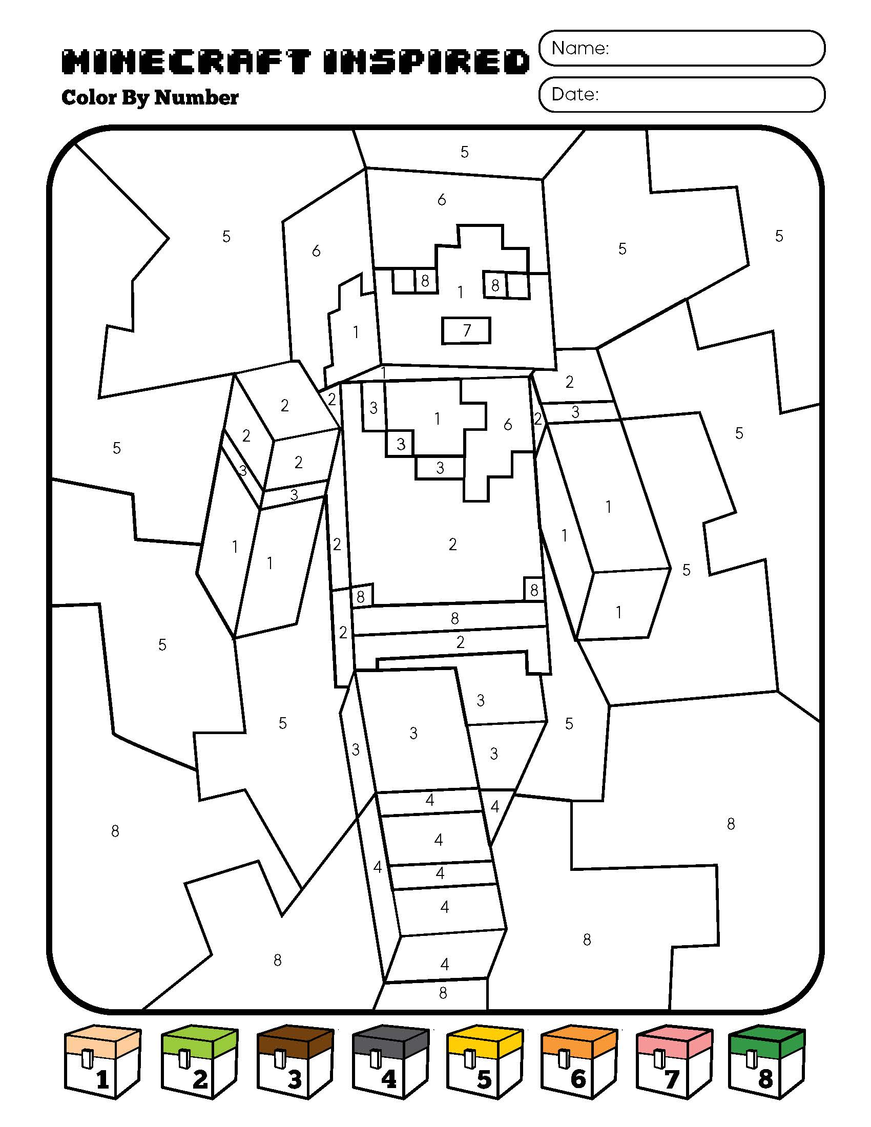 Раскраска Minecraft по номерам 4