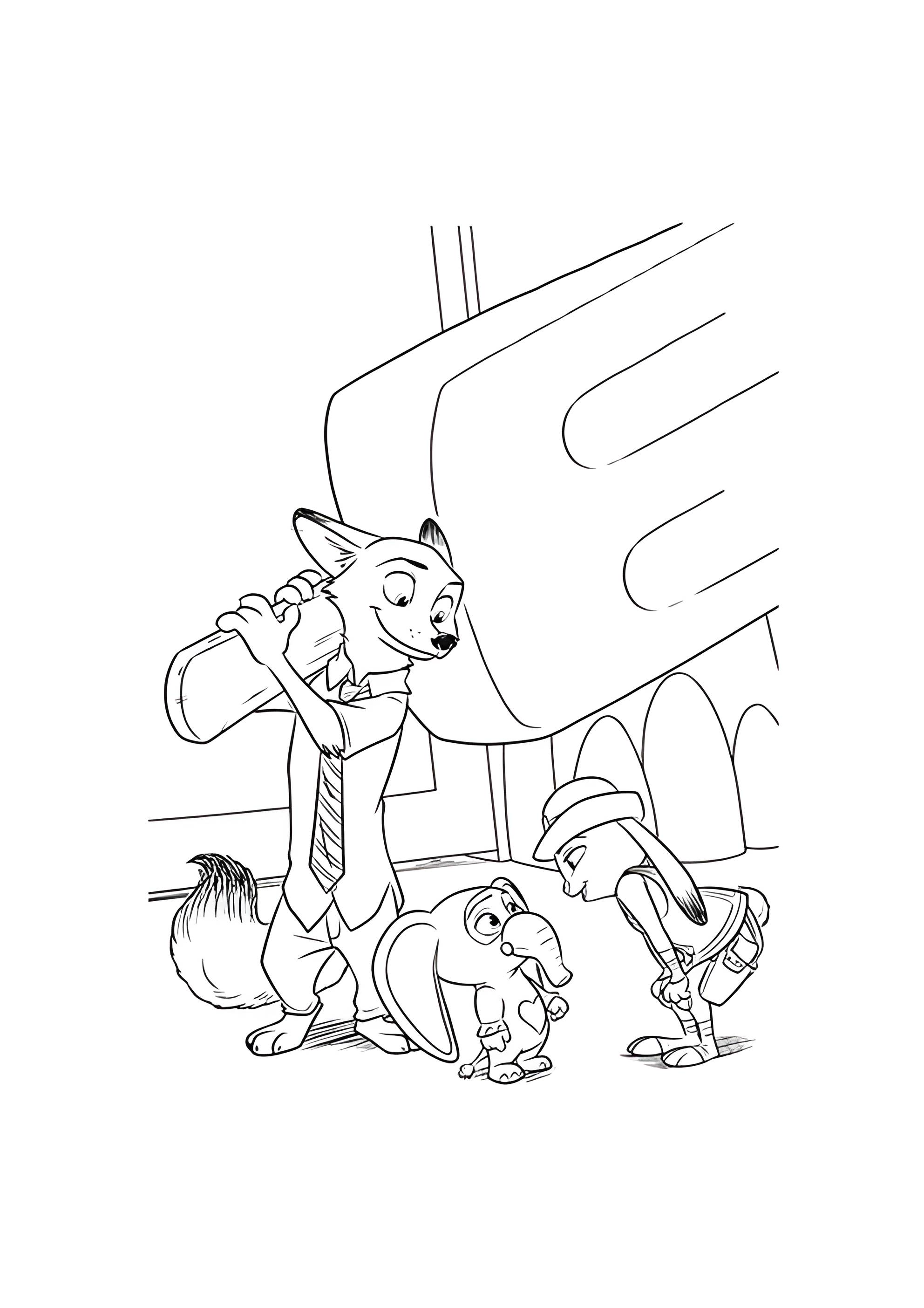 Раскраска Ник и Джуди