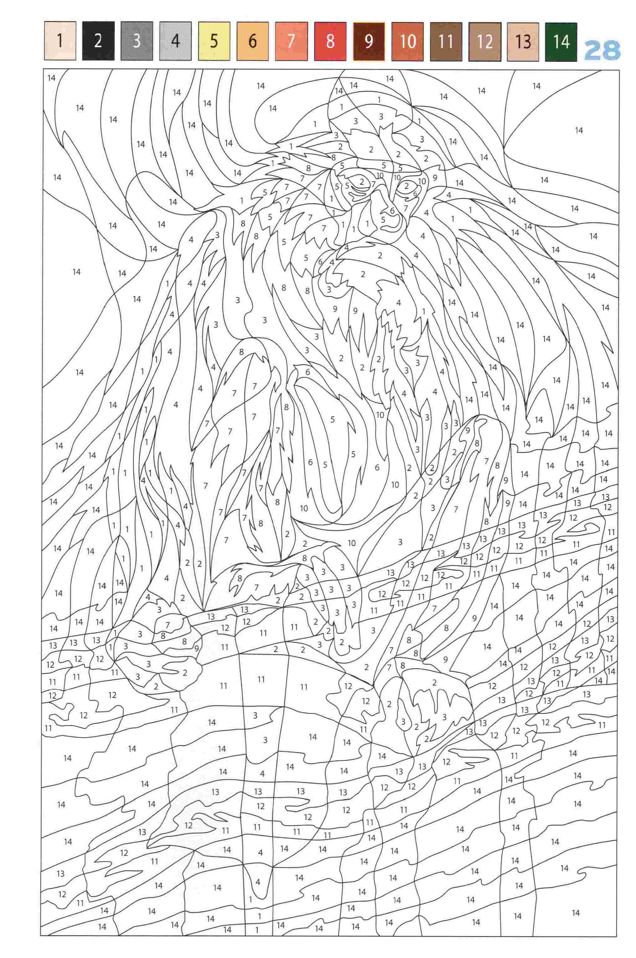 Раскраска Животные по номерам 28