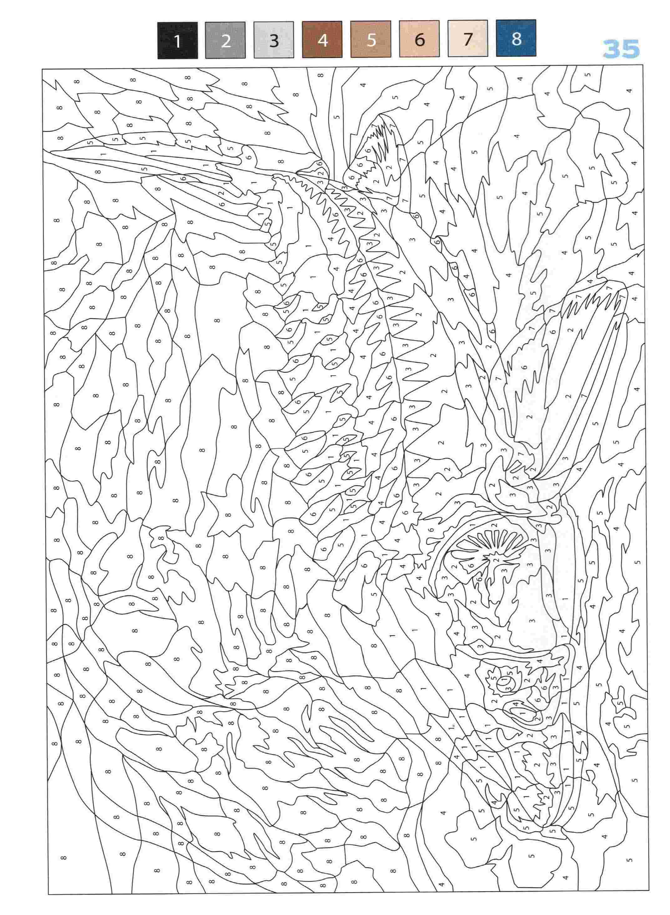 Раскраска Животные по номерам 35