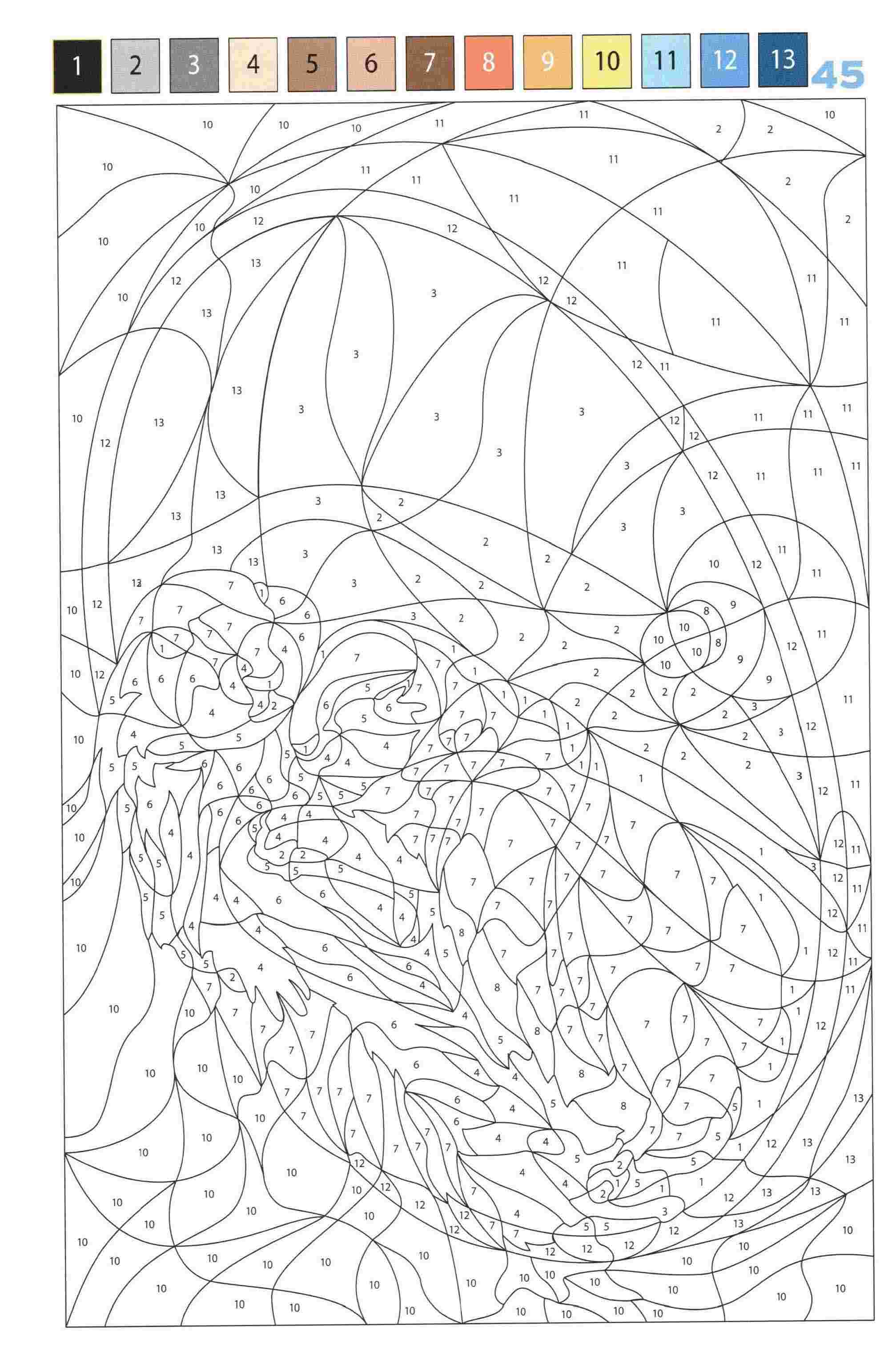 Раскраска Животные по номерам 45