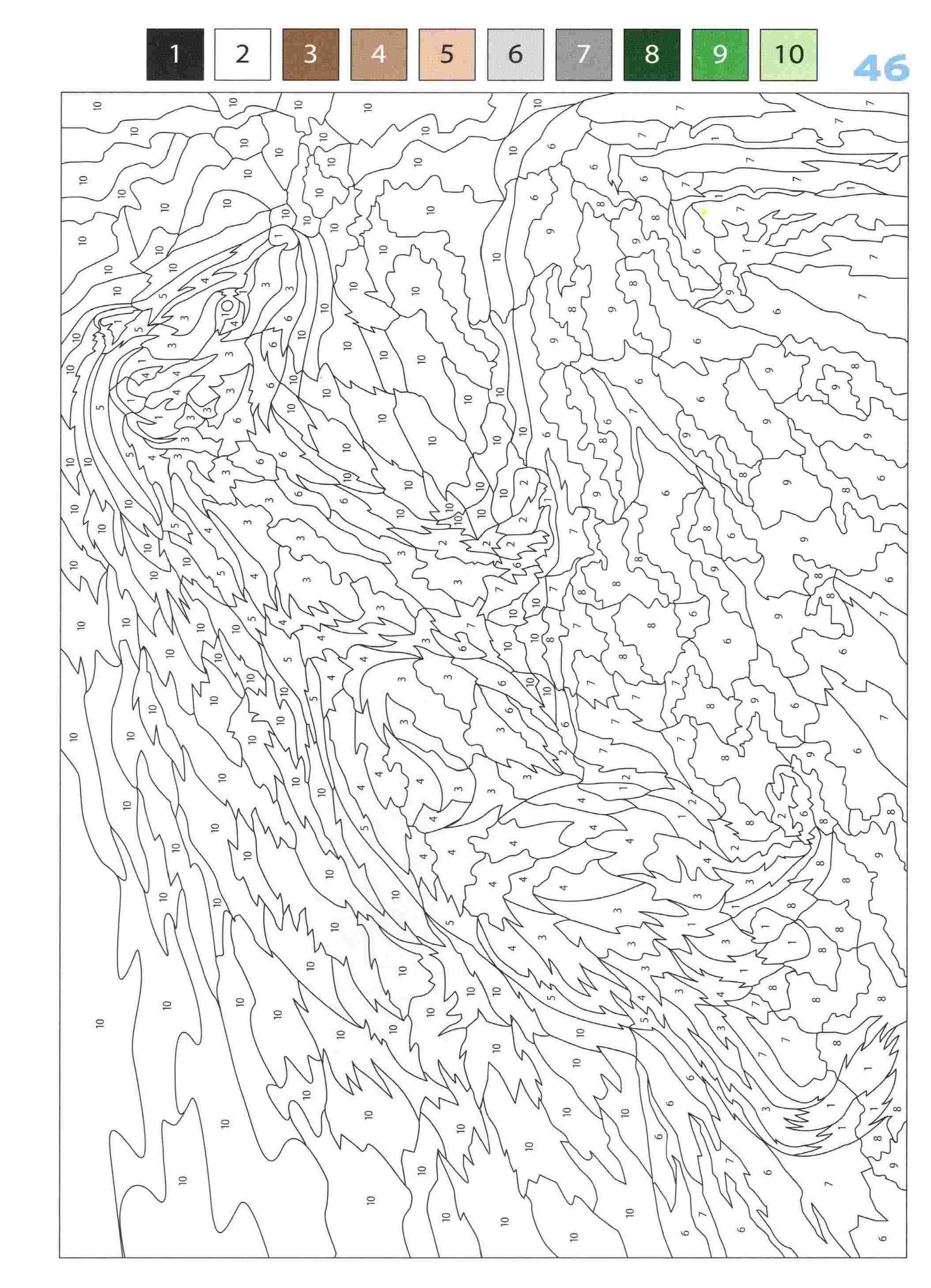 Раскраска Животные по номерам 46