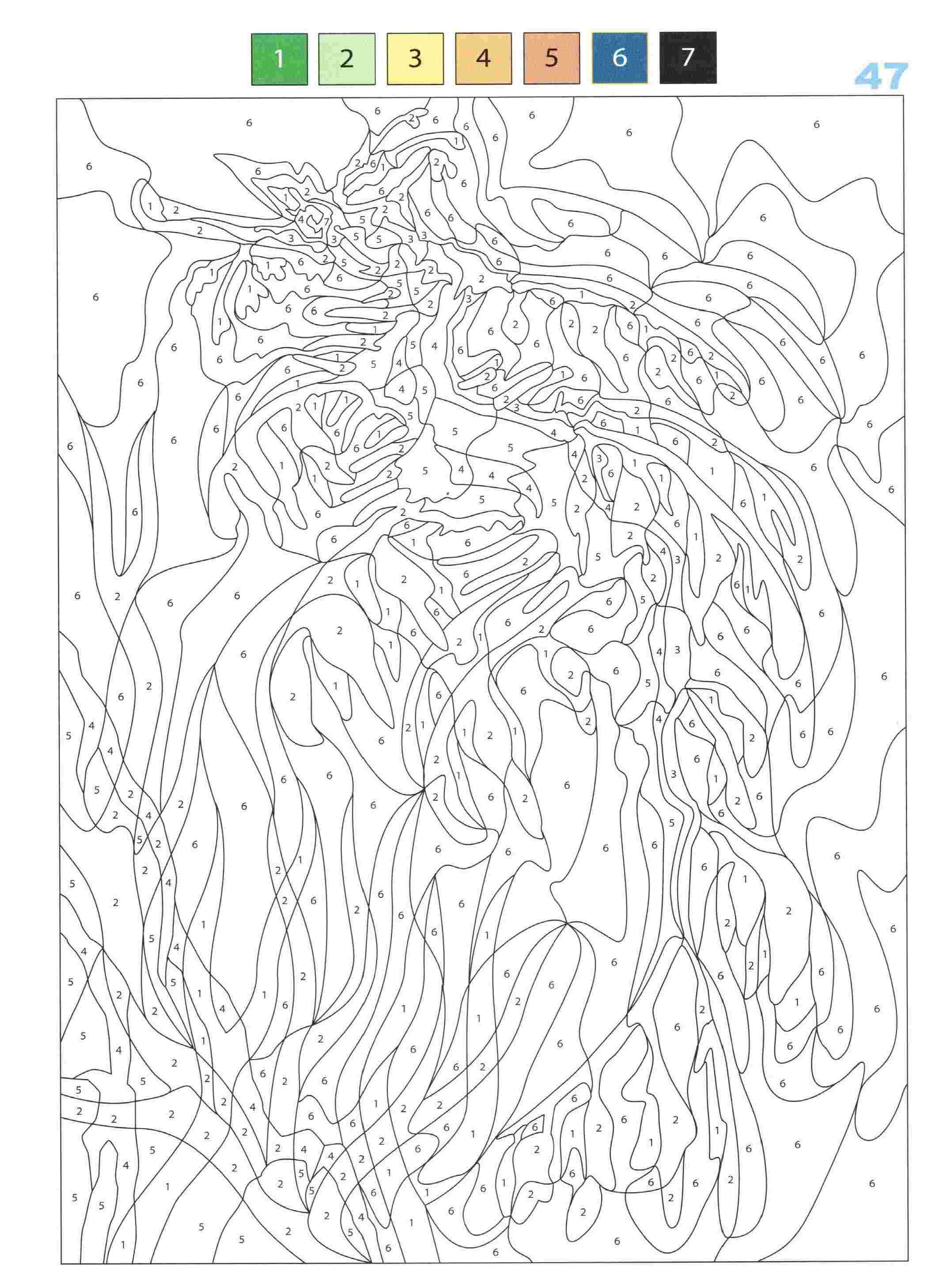 Раскраска Животные по номерам 47