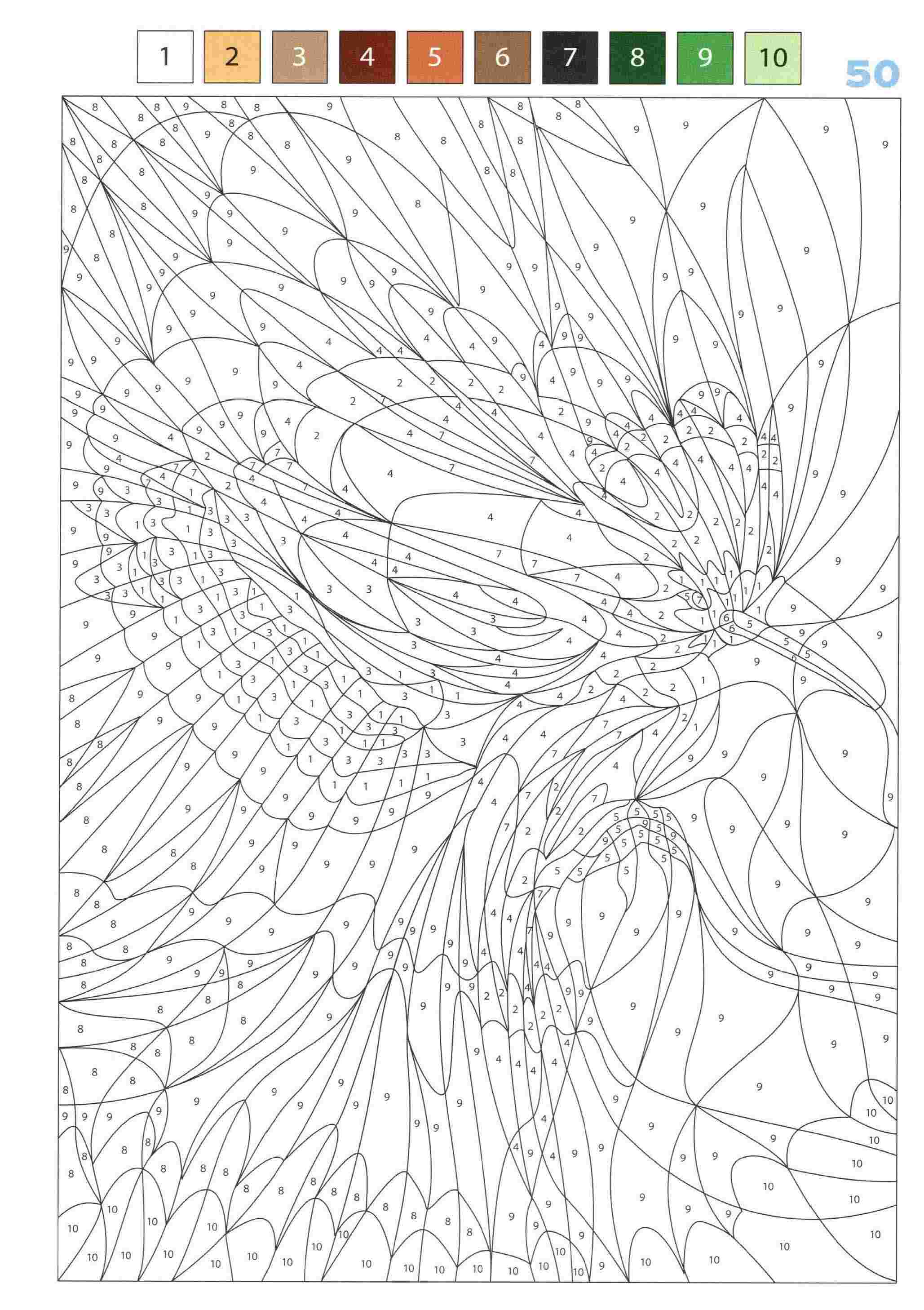 Раскраска Животные по номерам 50